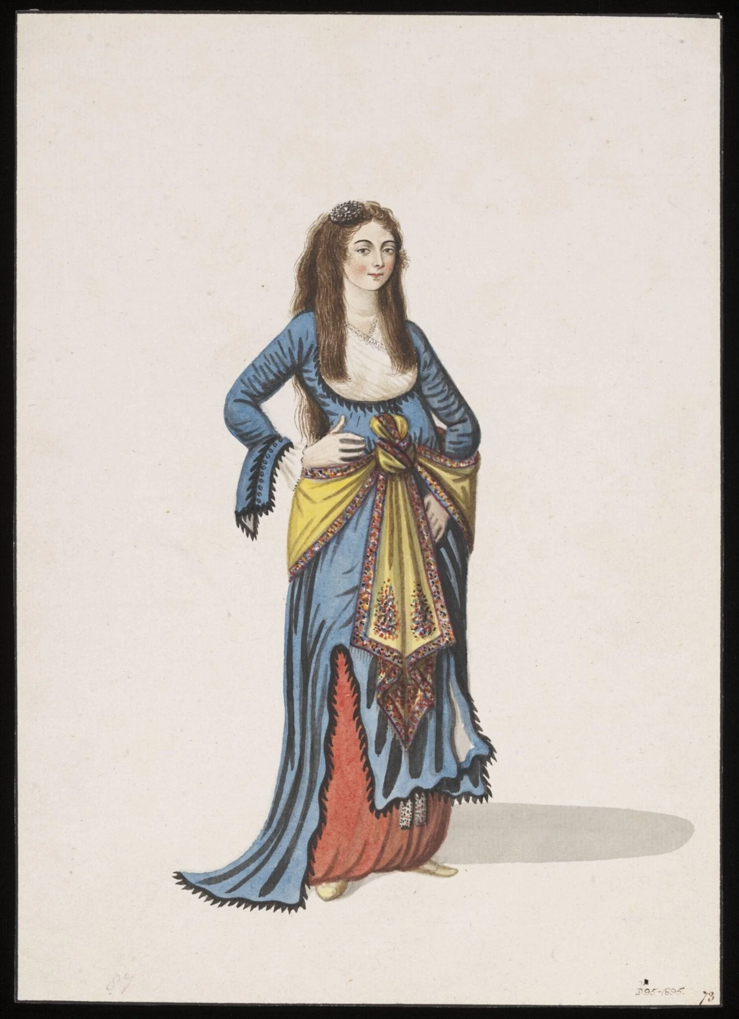 A young woman in Turkish dress, by Anonymous Greek artist, watercolor, 1809