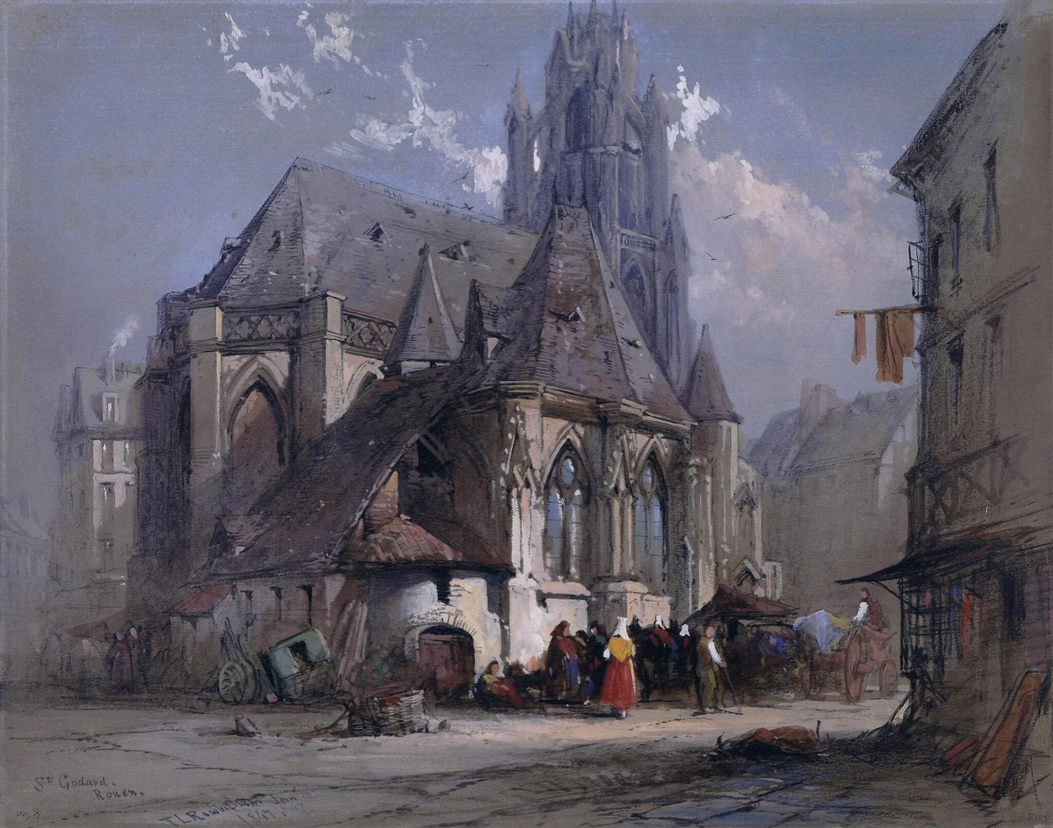 St. Godard, Rouen, by Thomas Charles Leeson Junior Rowbotham, watercolor, 1847