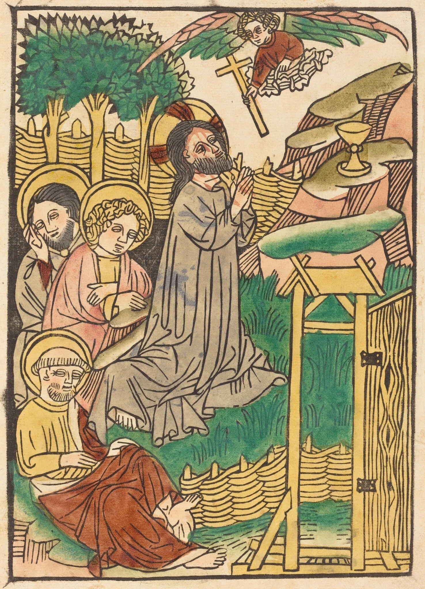 Christ on the Mount of Olives, by German 15th Century, ink, 1455
