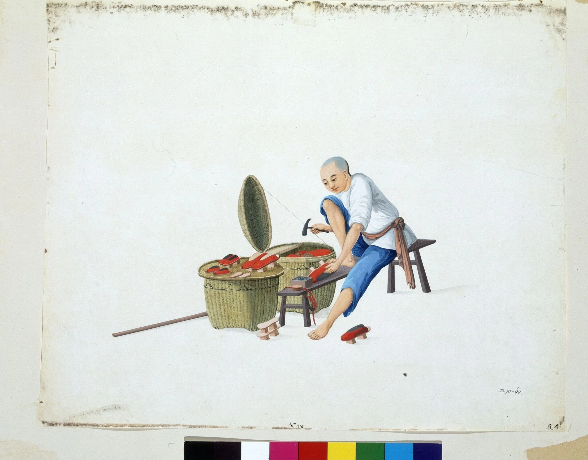 A Clog Maker, by Puqua, paint, 1790