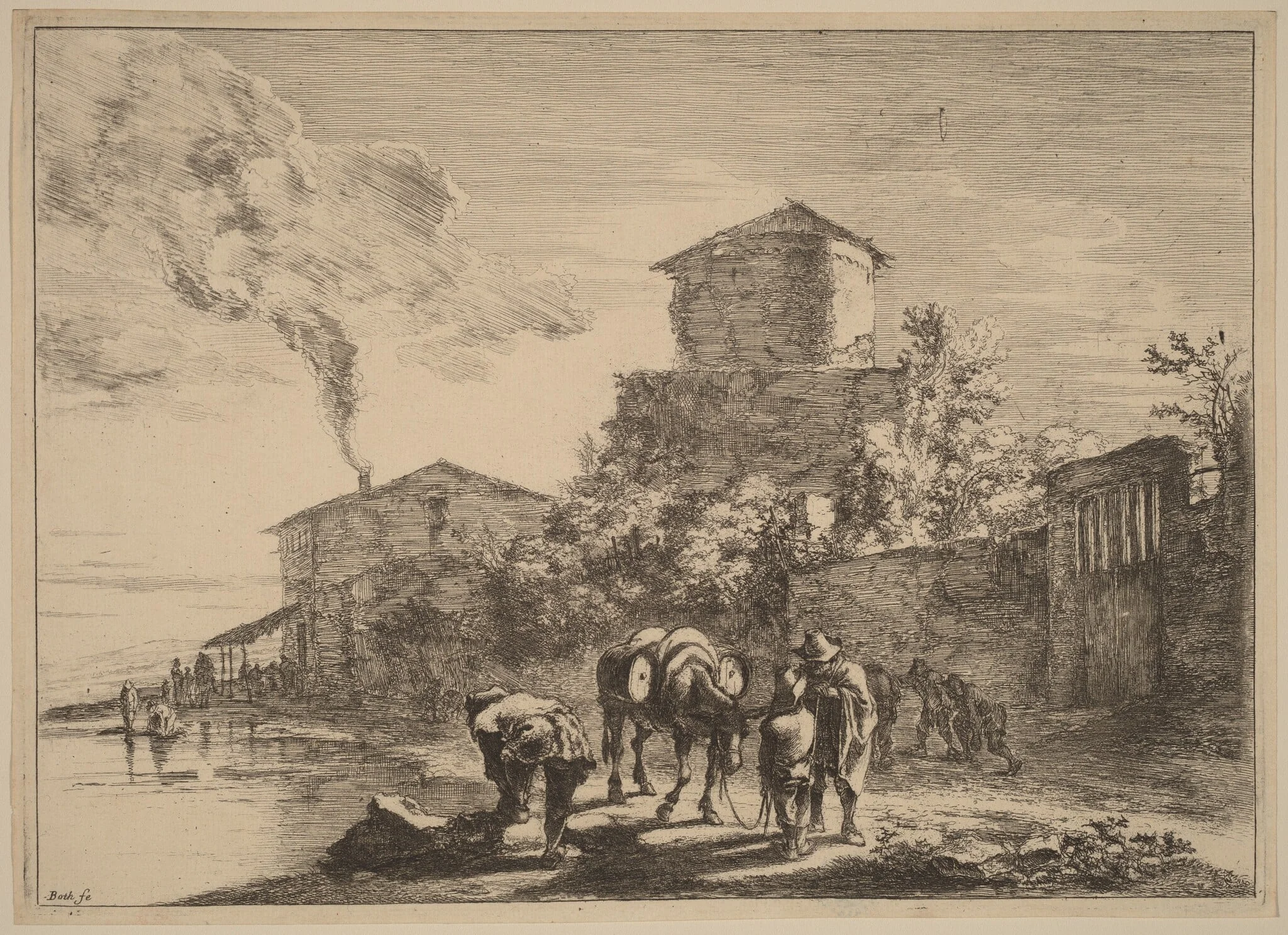 The Hinny Drover, via Appia, by Jan Both, ink, 1700
