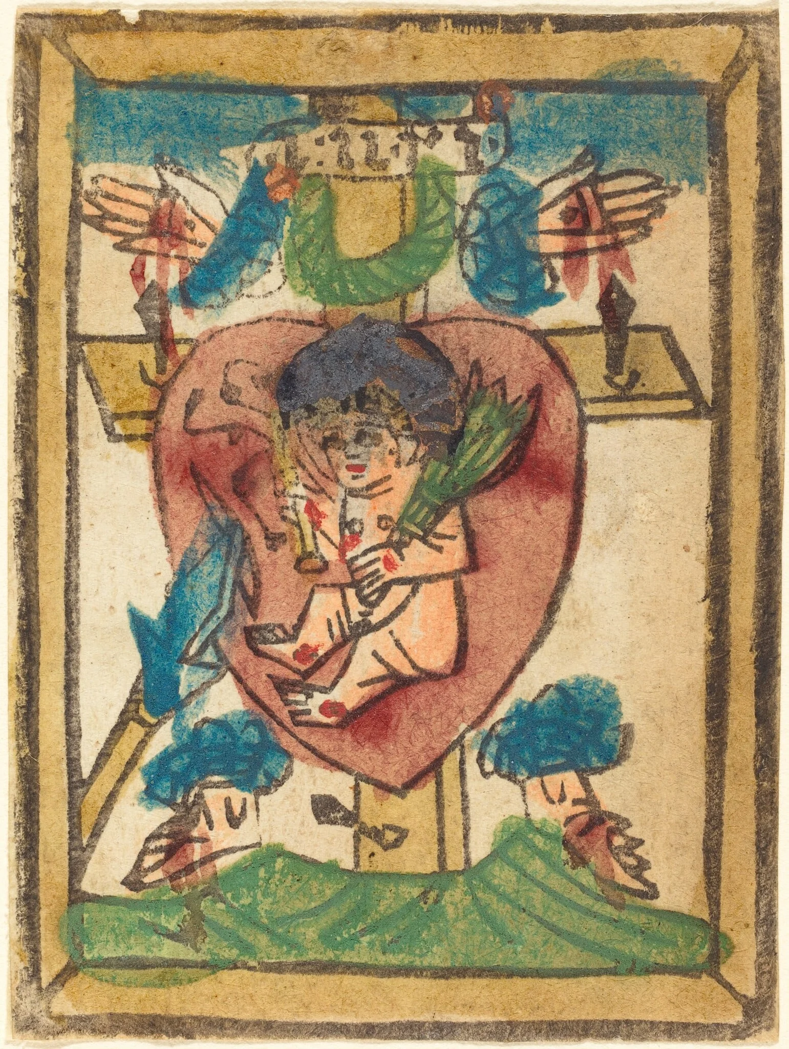 Christ Child in the Sacred Heart, by German 15th Century, ink, 1460
