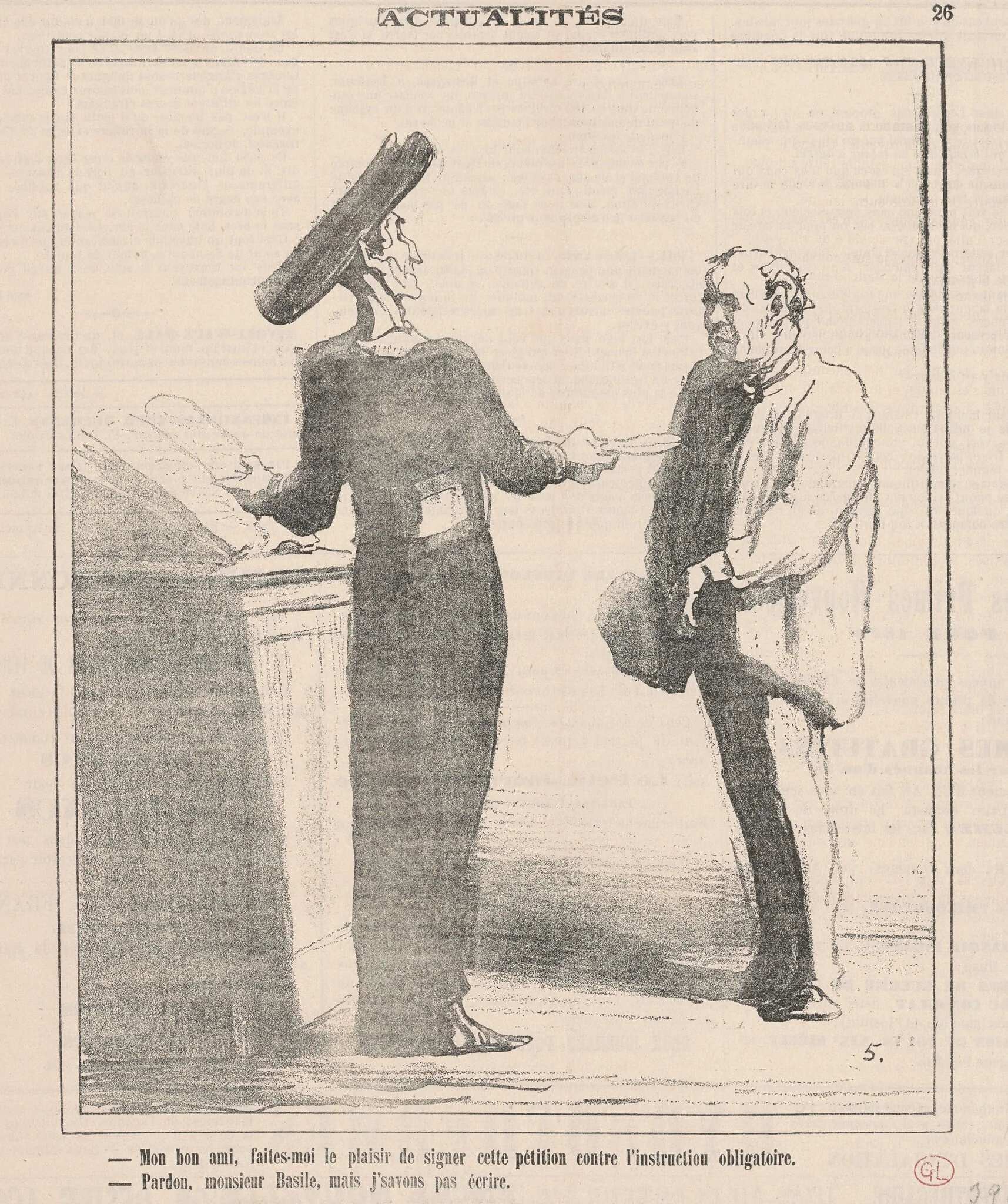 Mon bon ami, faites-moi le plaisir de signer ..., by Honoré Daumier, ink, 1872