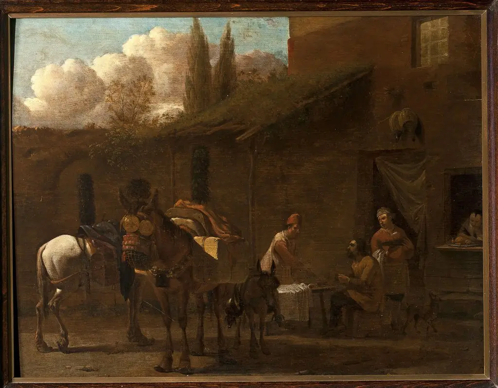 In front of an inn