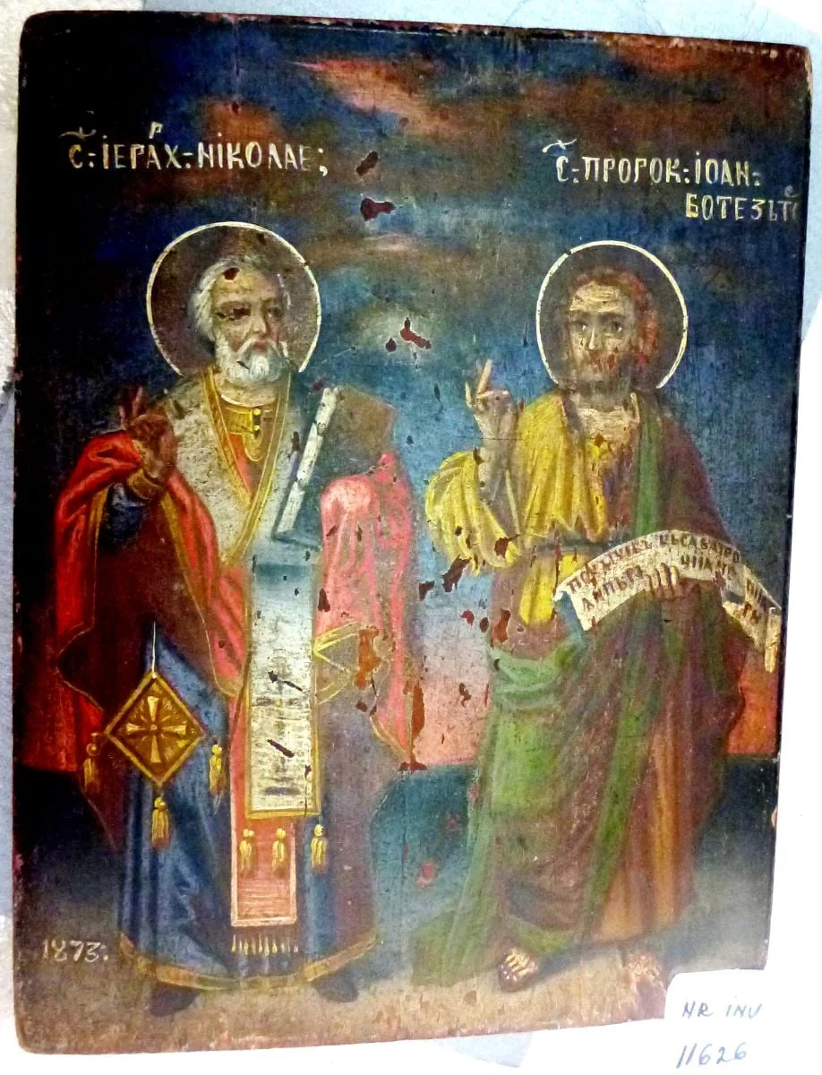 Sf Ierarh Nicolae și Sf Proroc Ioan Botezătorul, by Unknown, 1873