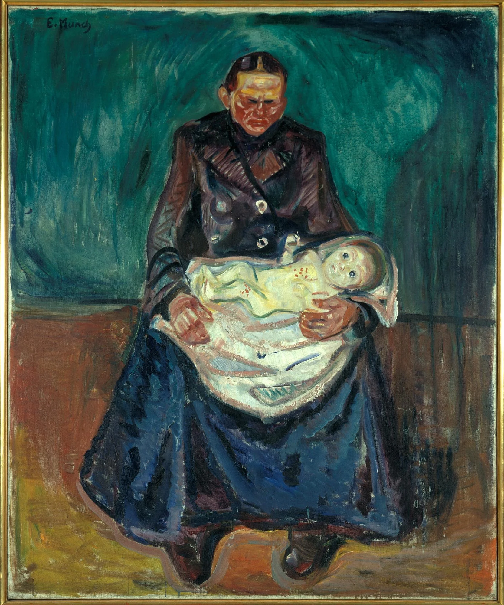 Woman with Sick Child. Inheritance, by Edvard Munch, oil, 1905