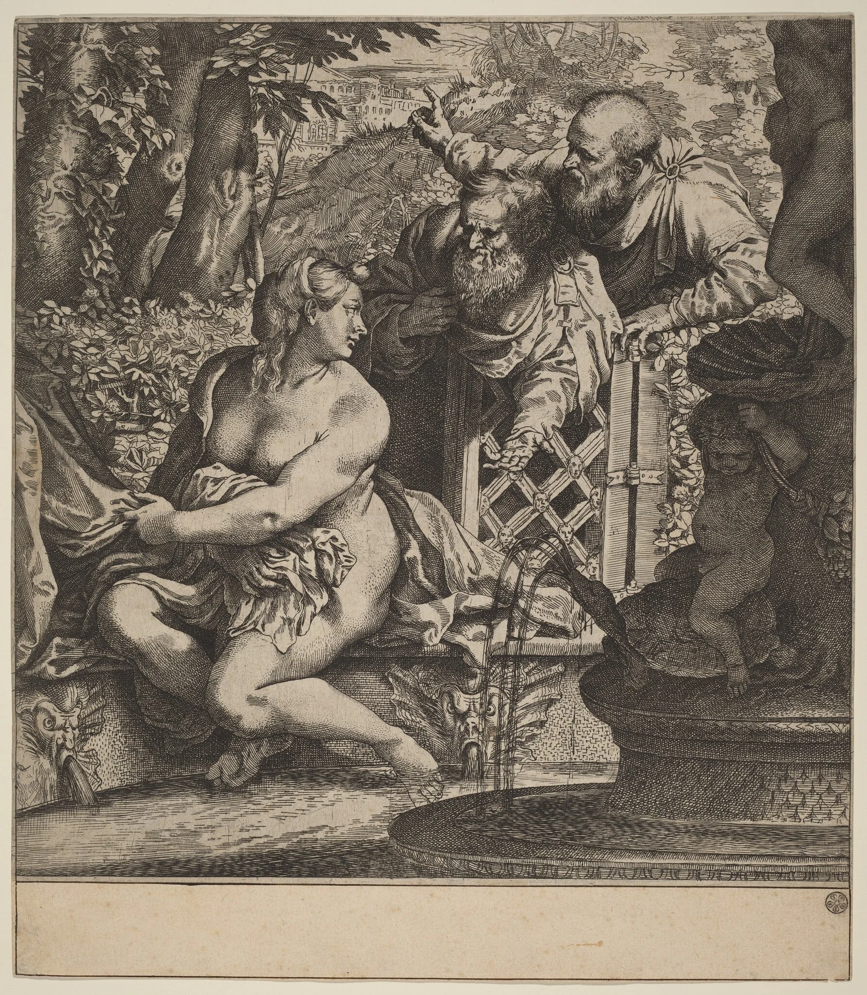 Susanna and the Elders, by Annibale Carracci, ink, 1592