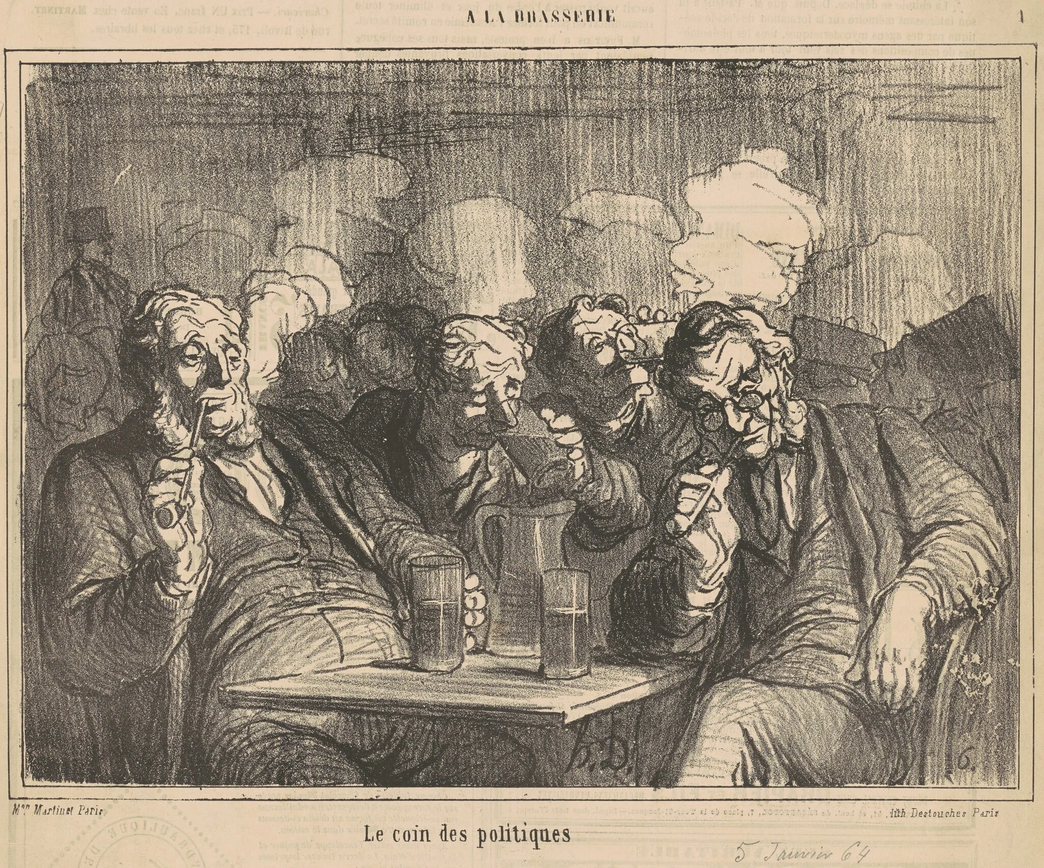 Le coin des politiques, by Honoré Daumier, ink, 1864