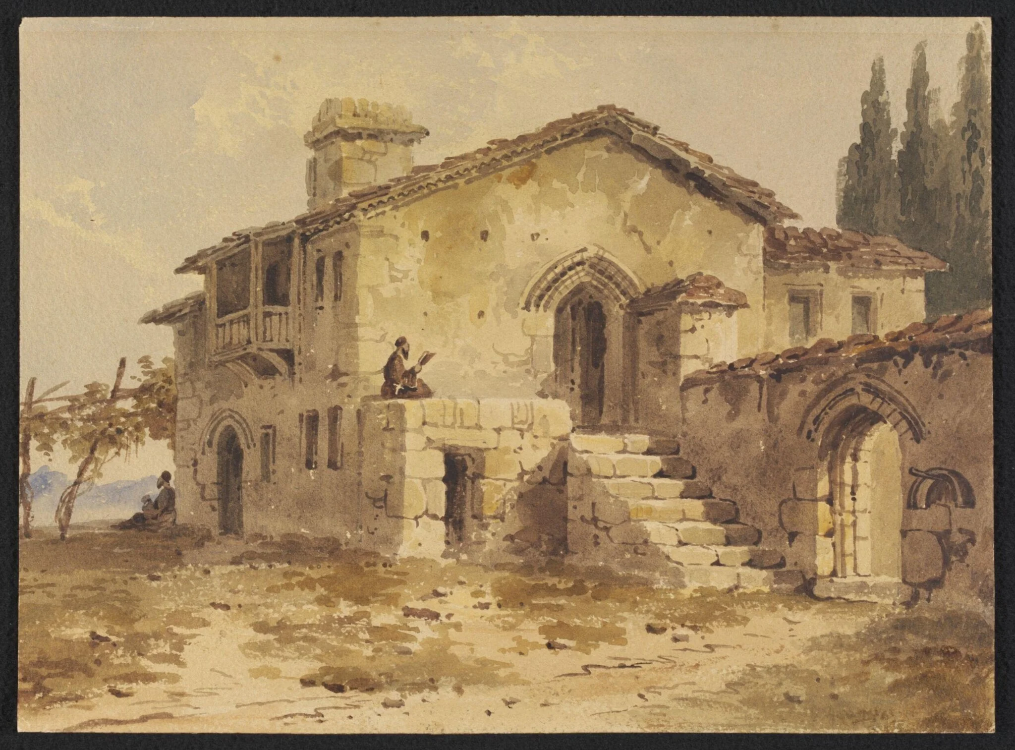 A Monastery, probably in Turkey or Greece, by William Page, watercolor, 1834