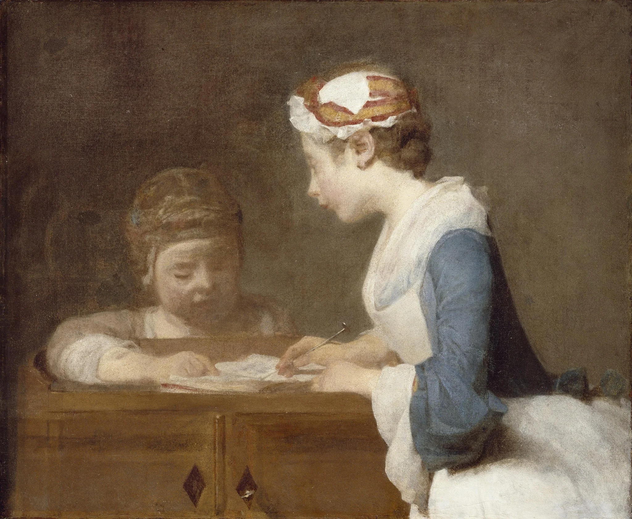 The Schoolmistress, by Jean-Baptiste-Siméon Chardin, oil, 1735
