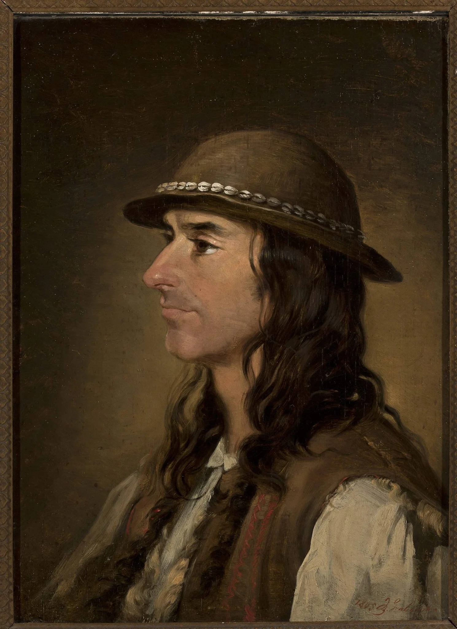 Bust of Michał Walczak-Gąsienica, Highlander, by Andrzej Grabowski, oil, 1865