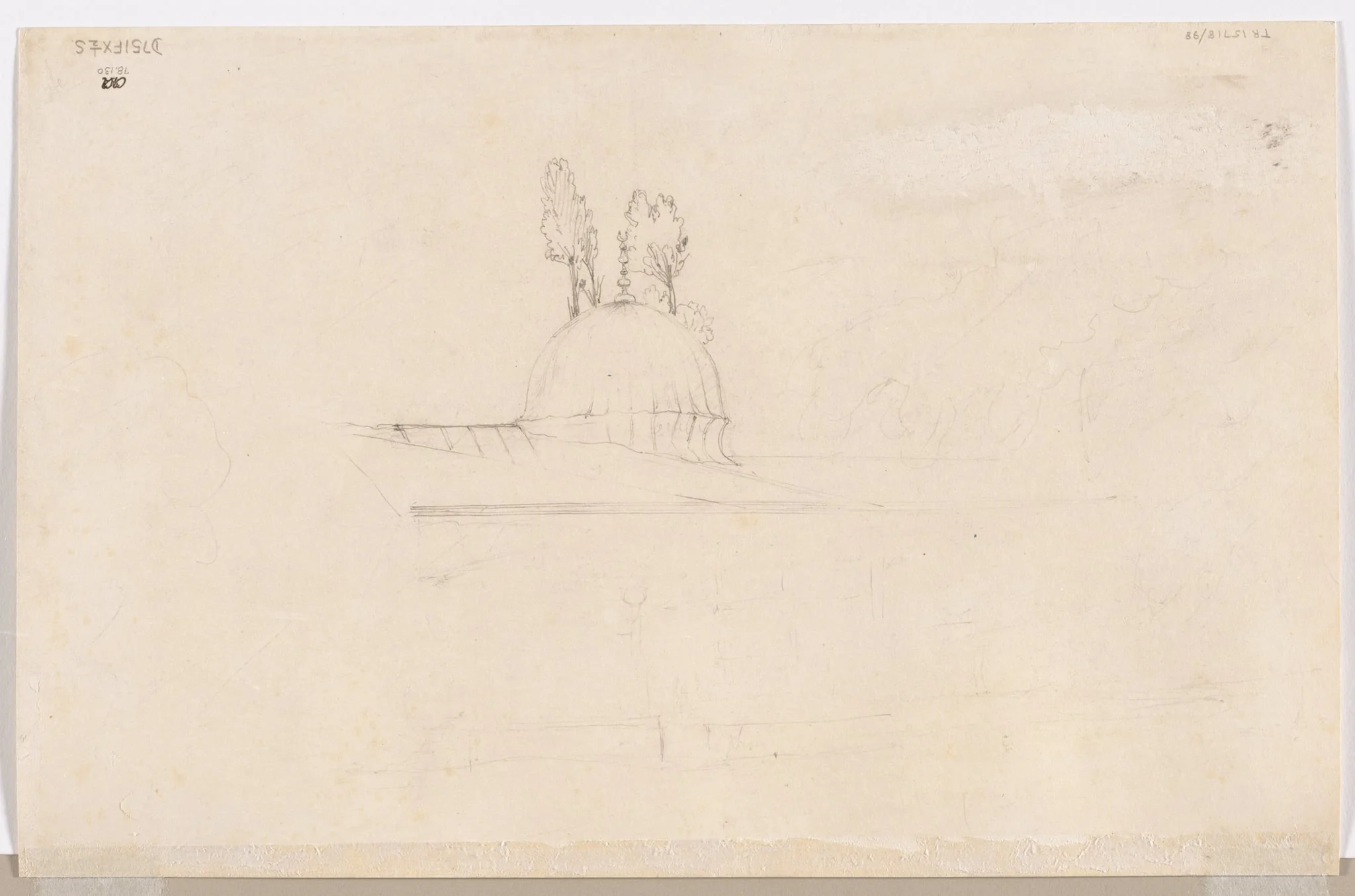 Sketch for Pavilion Near a Mosque (verso), by Félix Ziem, 1804