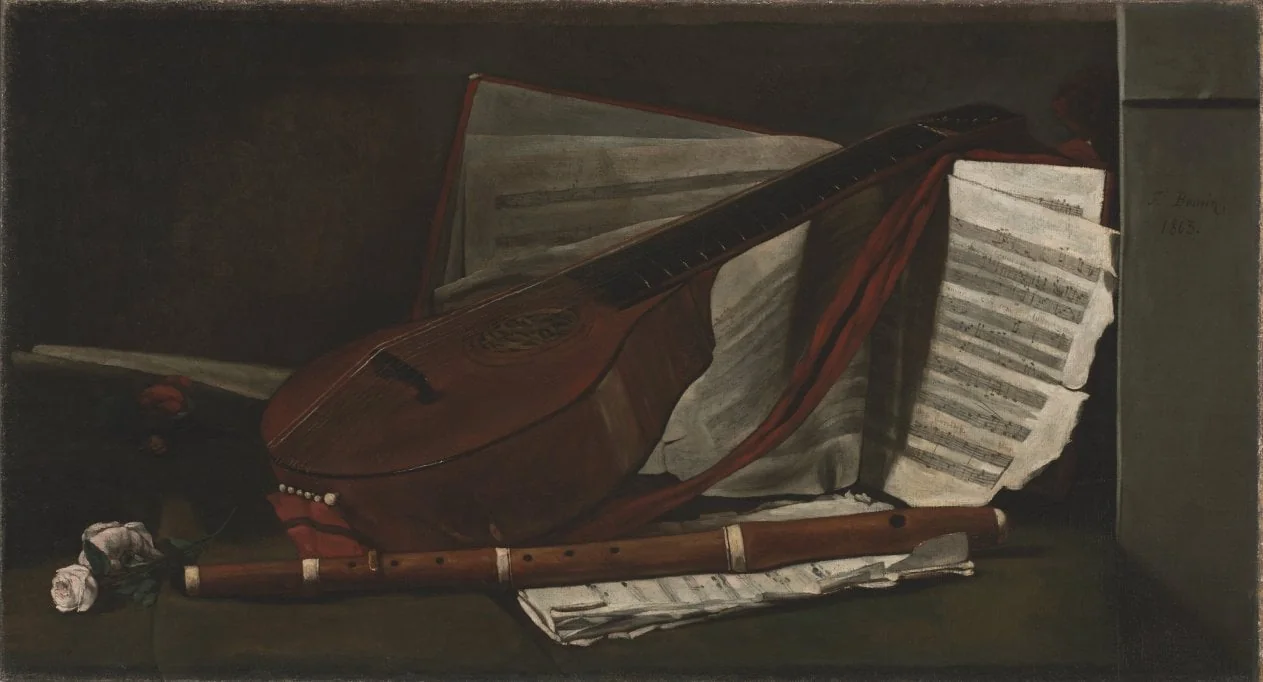 Attributes of Music, by François Bonvin, unspecified, 1863
