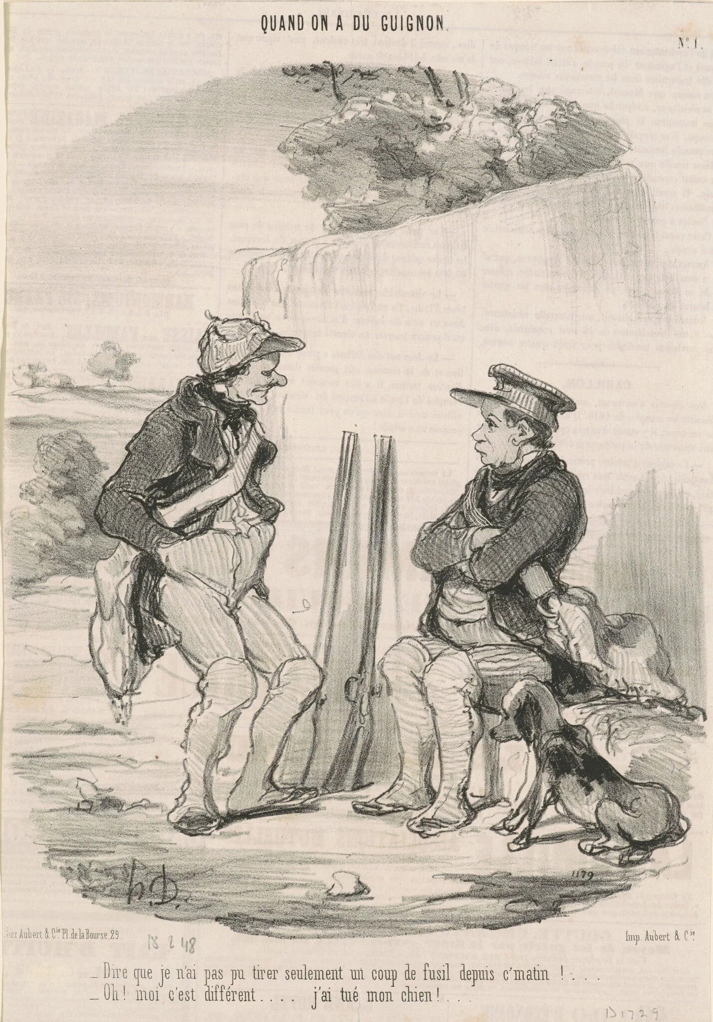 Dire que je n'ai pas pu tirer ..., by Honoré Daumier, ink, 1848