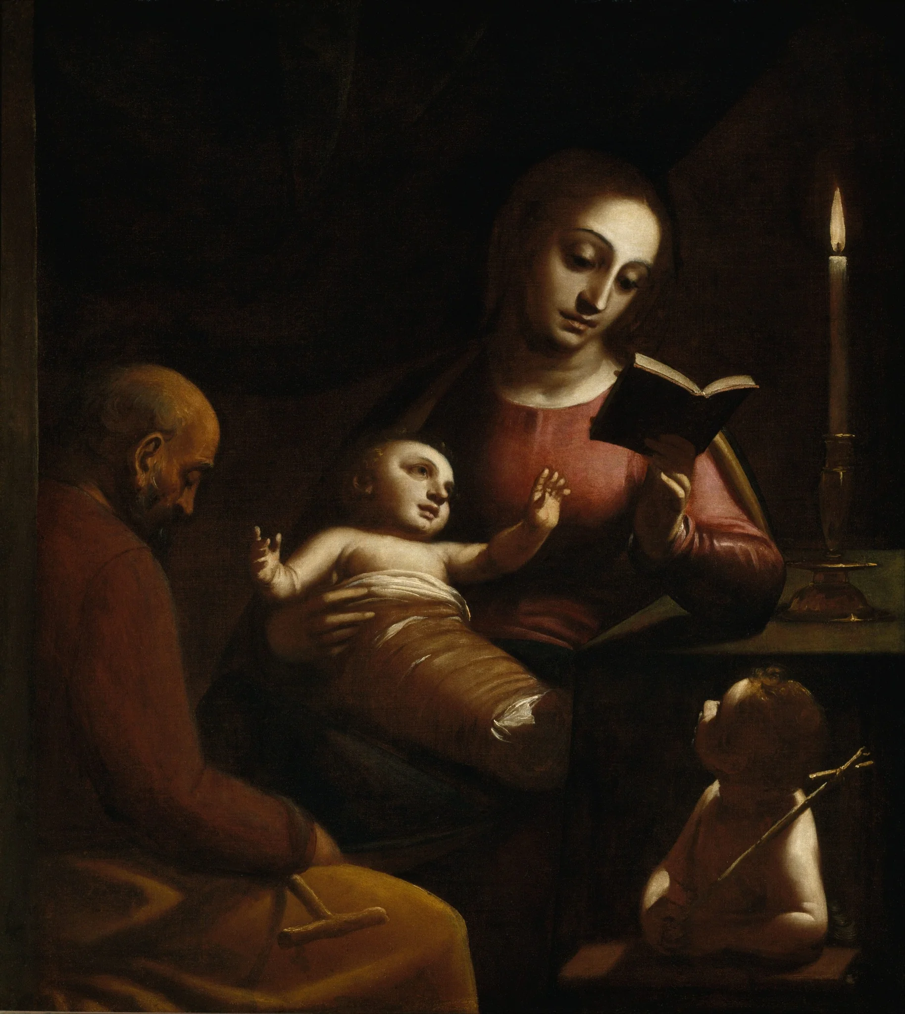 Holy Family with St John the Baptist, by Luca Cambiaso, oil, 1590