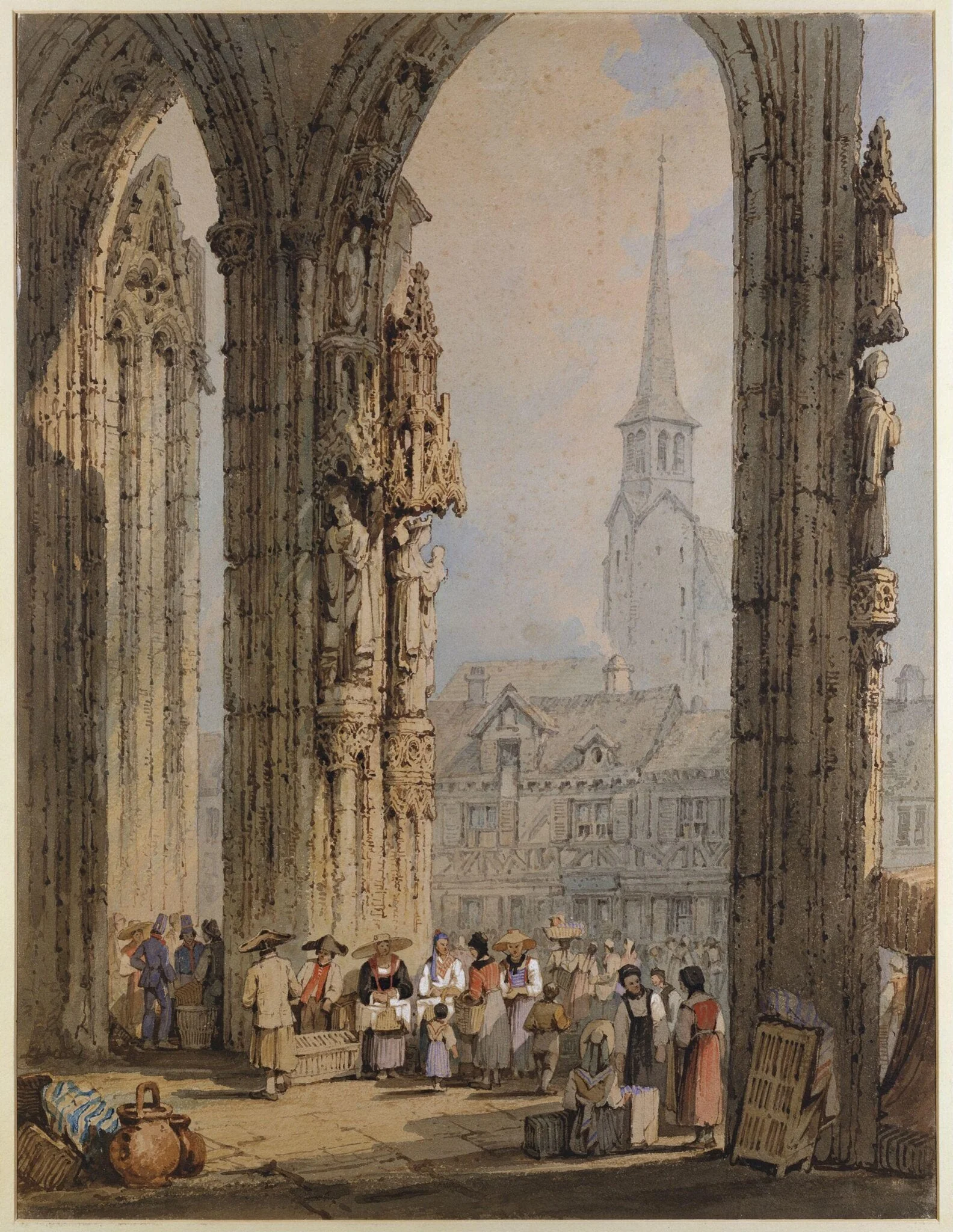 Scene from a church porch