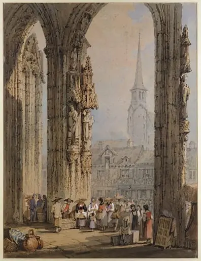 Scene from a church porch