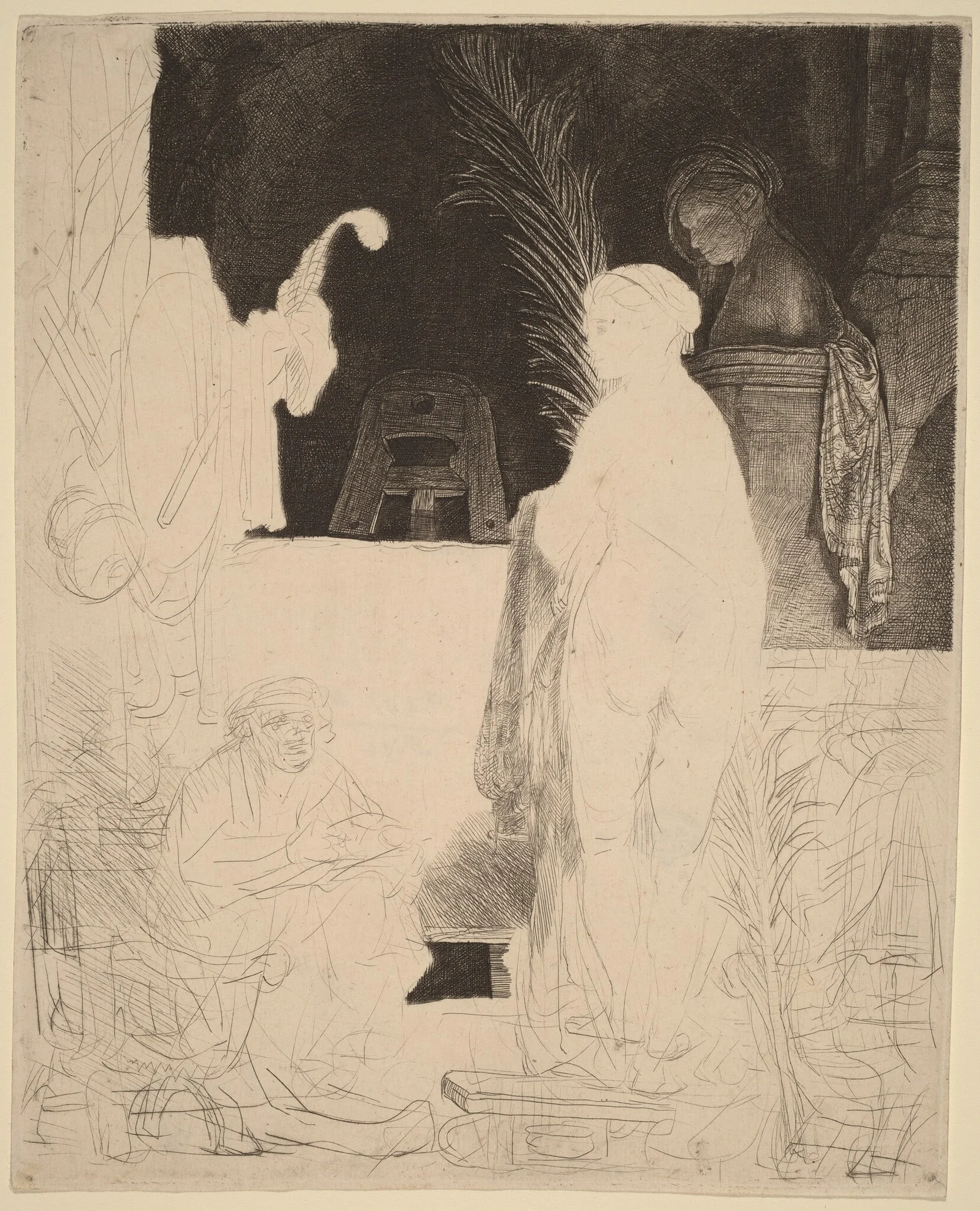 The Artist Drawing from the Model, by Rembrandt, ink, 1639