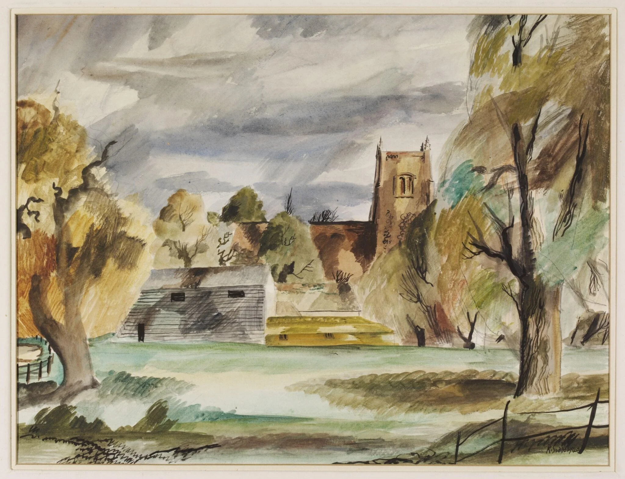 Wickham St. Paul's Church, by Suddaby, watercolor, 1940