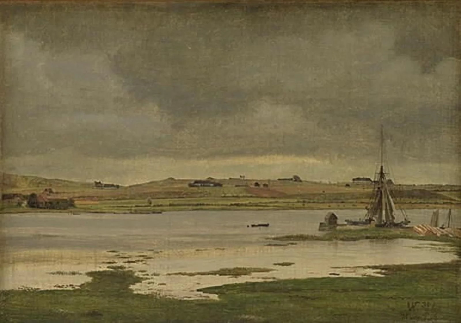 The Fiord at Hadsund, Jutland. Cloudy Weather, by Unknown artist, 1867