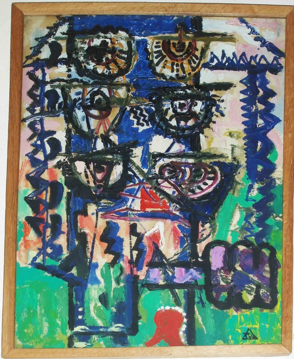 Compoziție pe fond verde, by Ion Țuculescu, unspecified