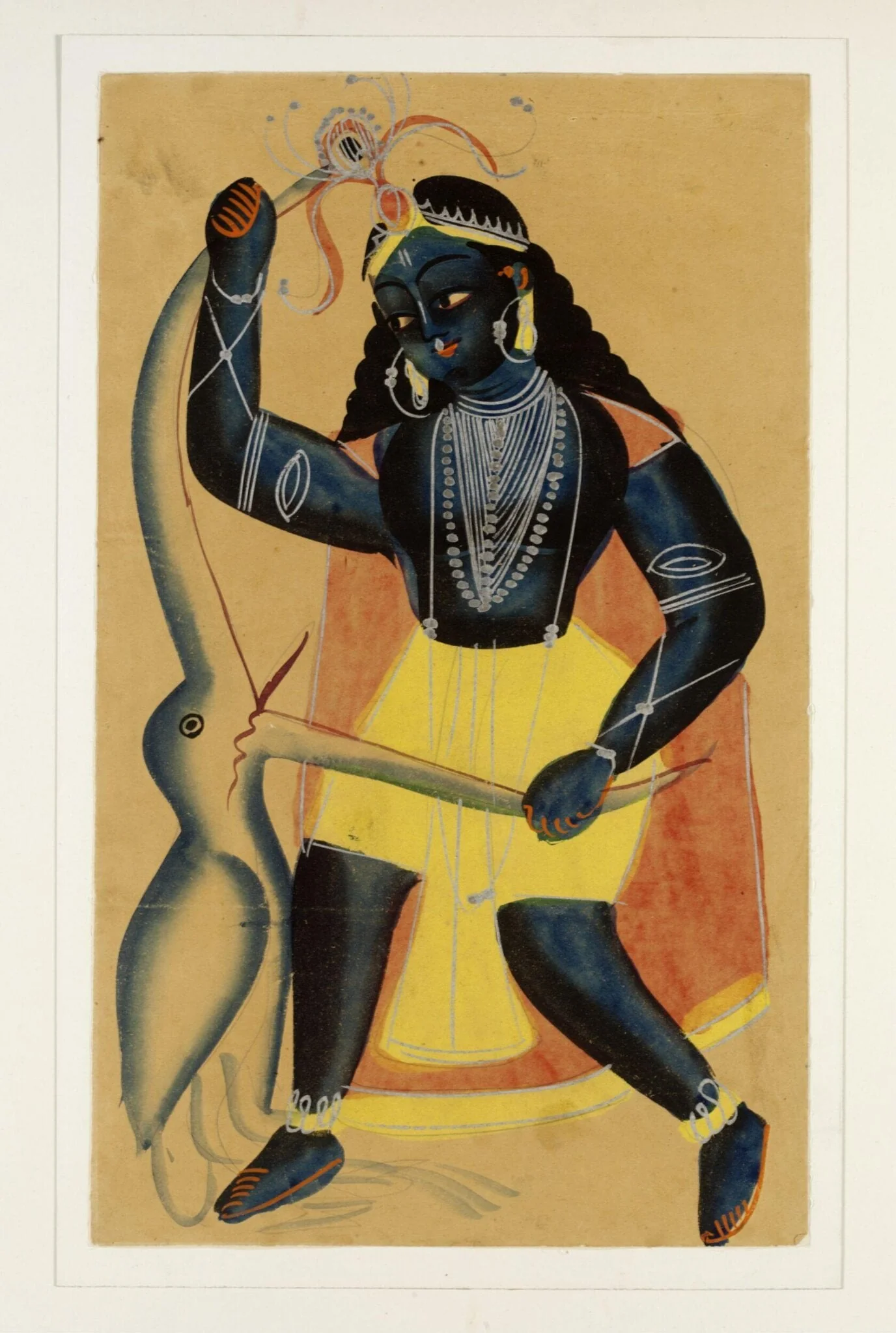 Krishna and Bakasura, by Unknown, paint, 1885