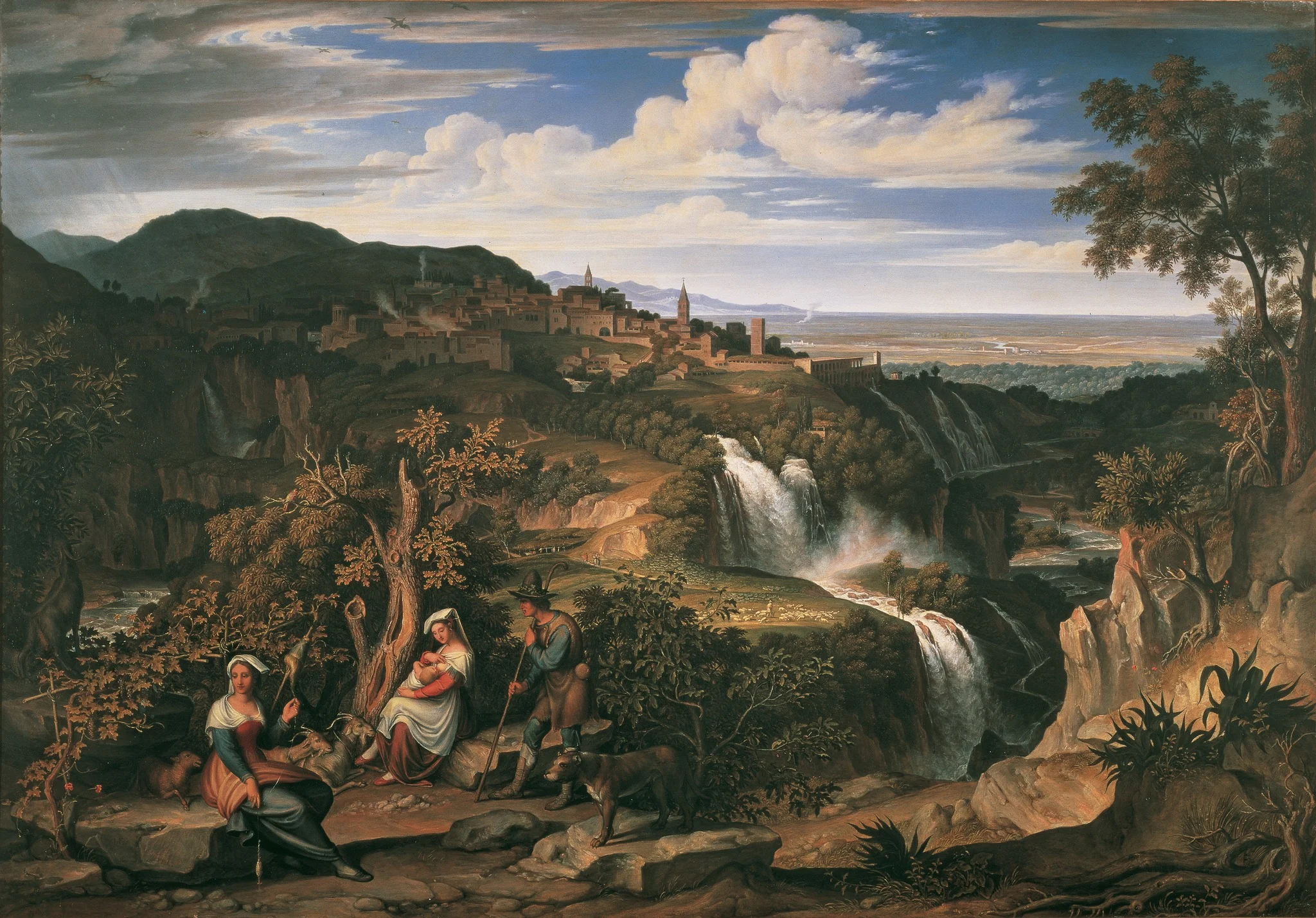 The Waterfalls of Tivoli near Rome, by Joseph Anton Koch, oil, 1813