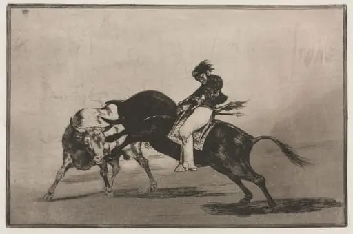 Bullfights:  The Same Ceballos Mounted on Another Bull Breaks Short Spears in the Ring at Madrid