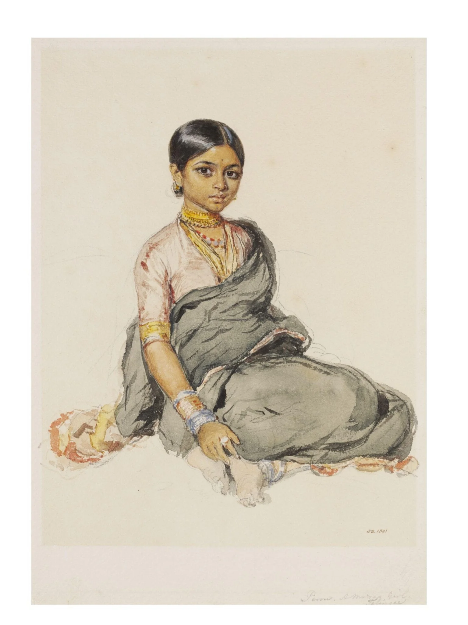 Telingi Girl named Perou from the Madras Region, by Unknown, paint, 1850