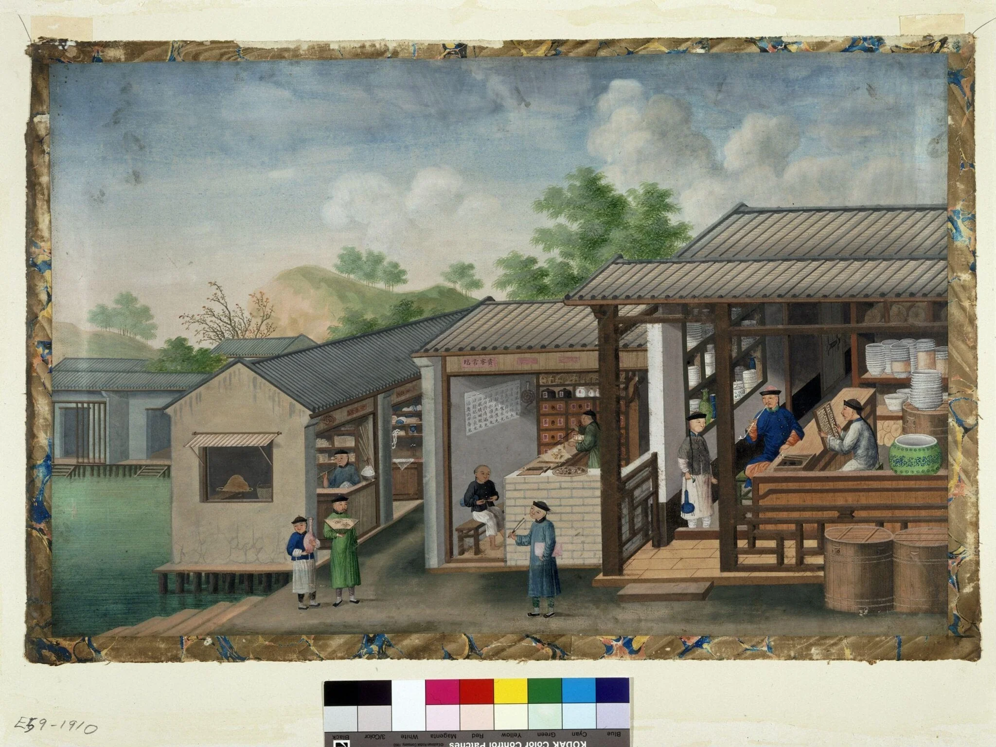 Porcelain Shop in Canton, by Unknown, paint, 1780