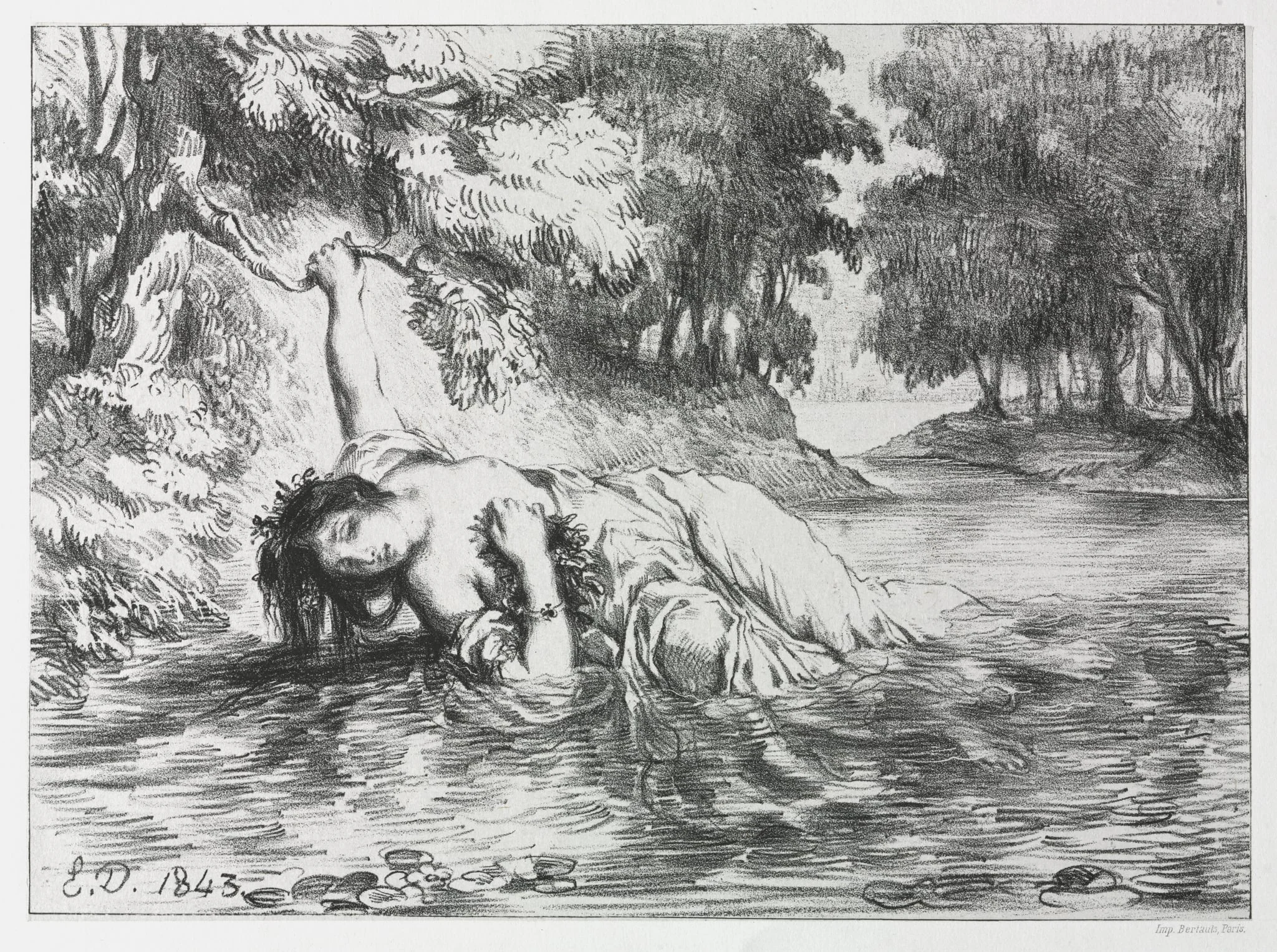 Hamlet:  The Death of Ophelia, by Eugène Delacroix, 1843