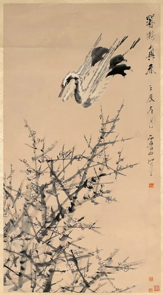 Plum Blossoms, Crane, and Spring