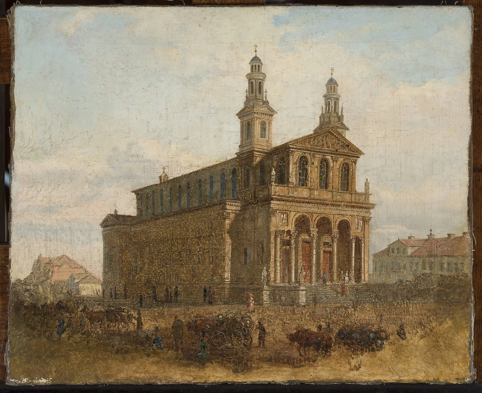 View of St. Carlo Borromeo Church in Warsaw, by Feliks Brzozowski, oil, 1874