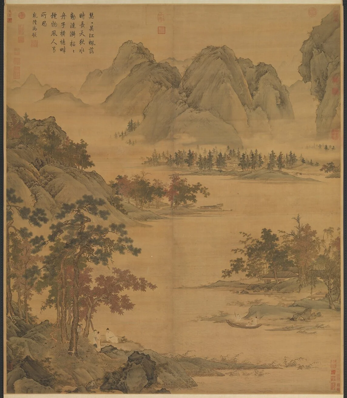 明仇英秋江待渡　軸, by Qiu Ying, unspecified, 1498