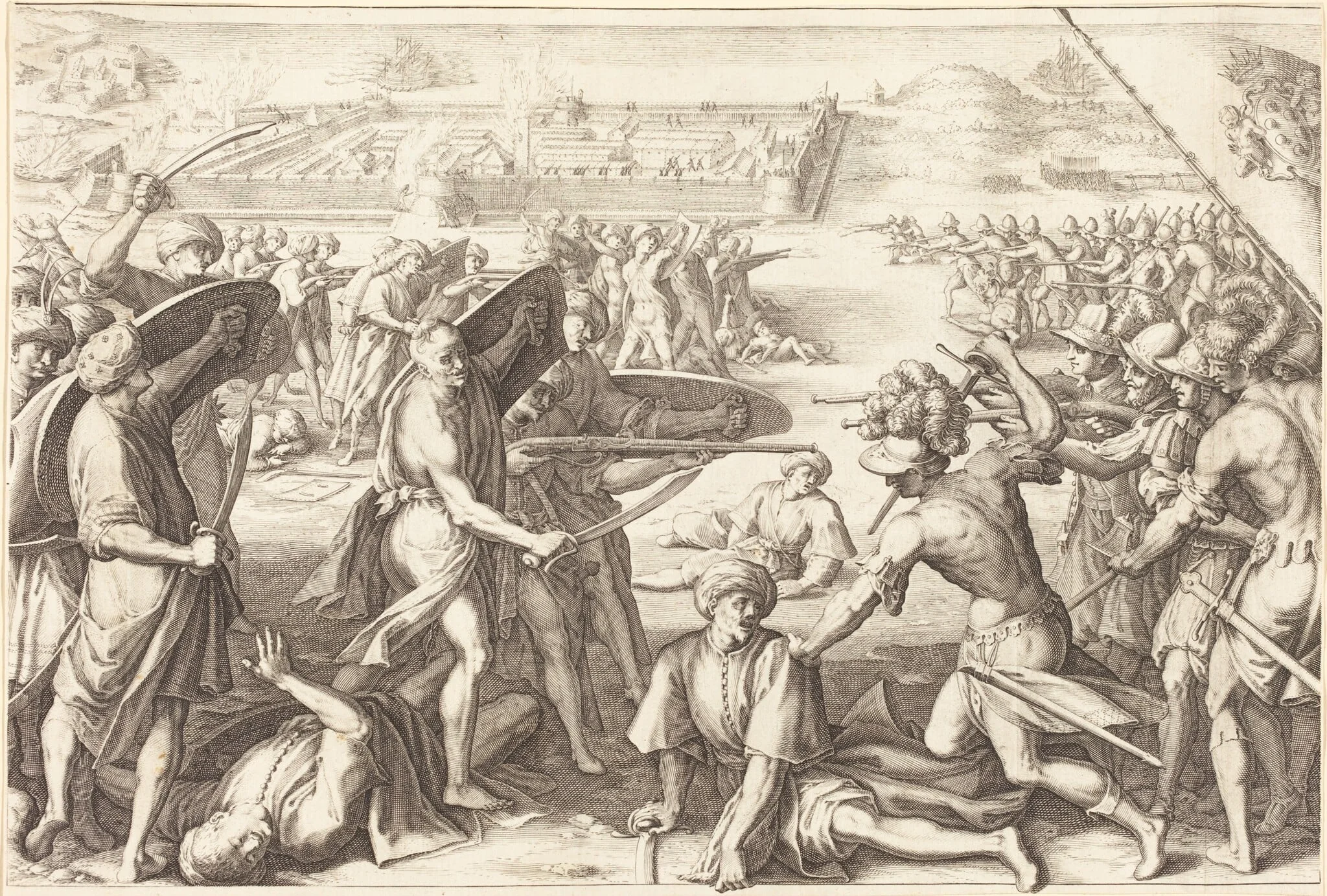 Assault on the Outer Forts of Bone, by Jacques Callot, ink, 1614