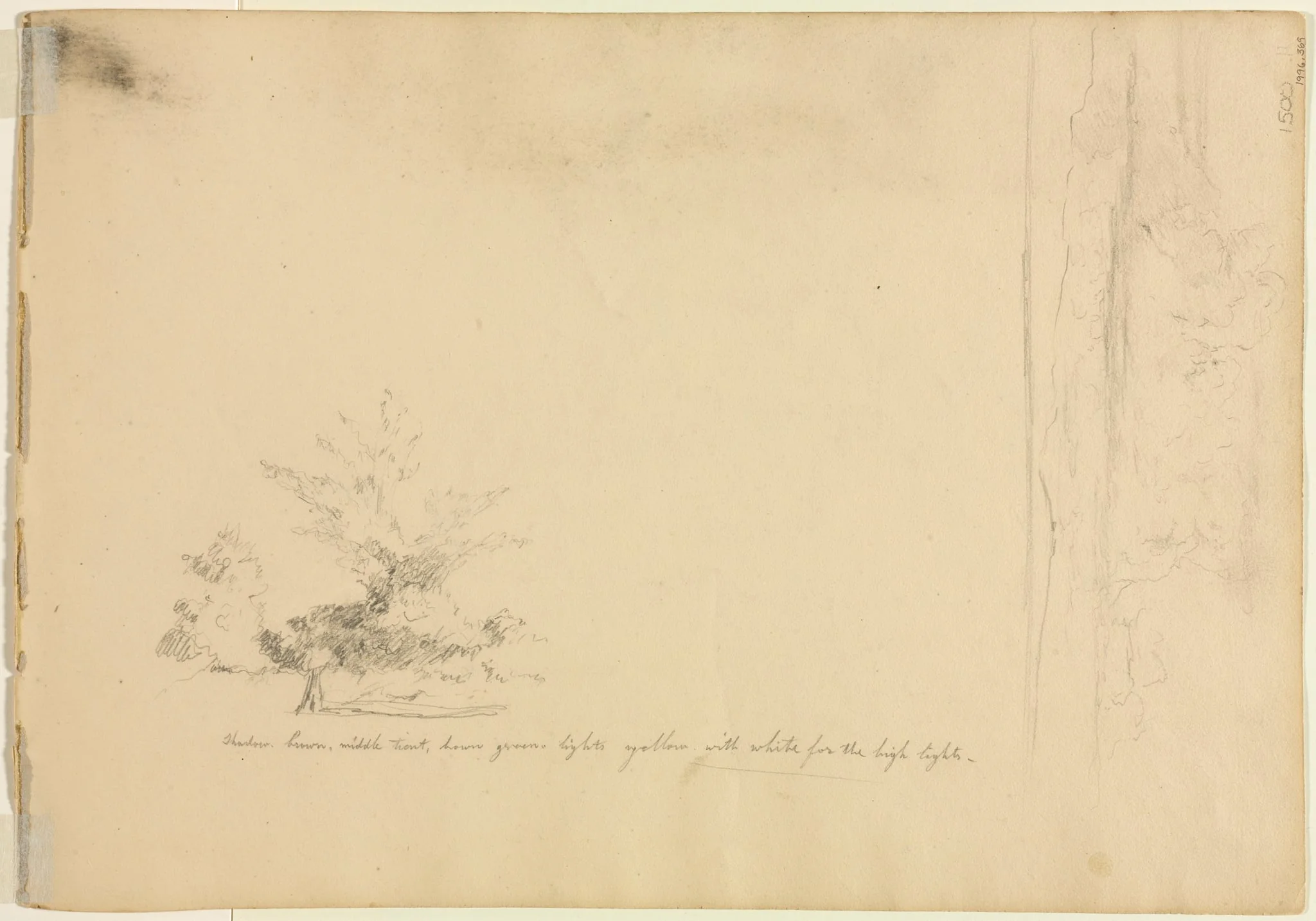 Landscape and Tree Studies (verso), by David Johnson, 1851