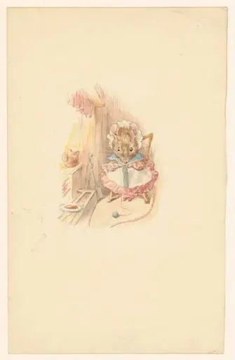 A mouse knitting