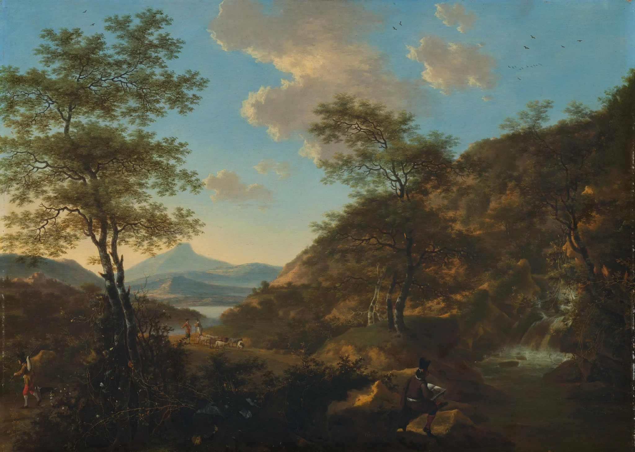 Italian Landscape with Draftsman, by Unknown, unspecified, 1671