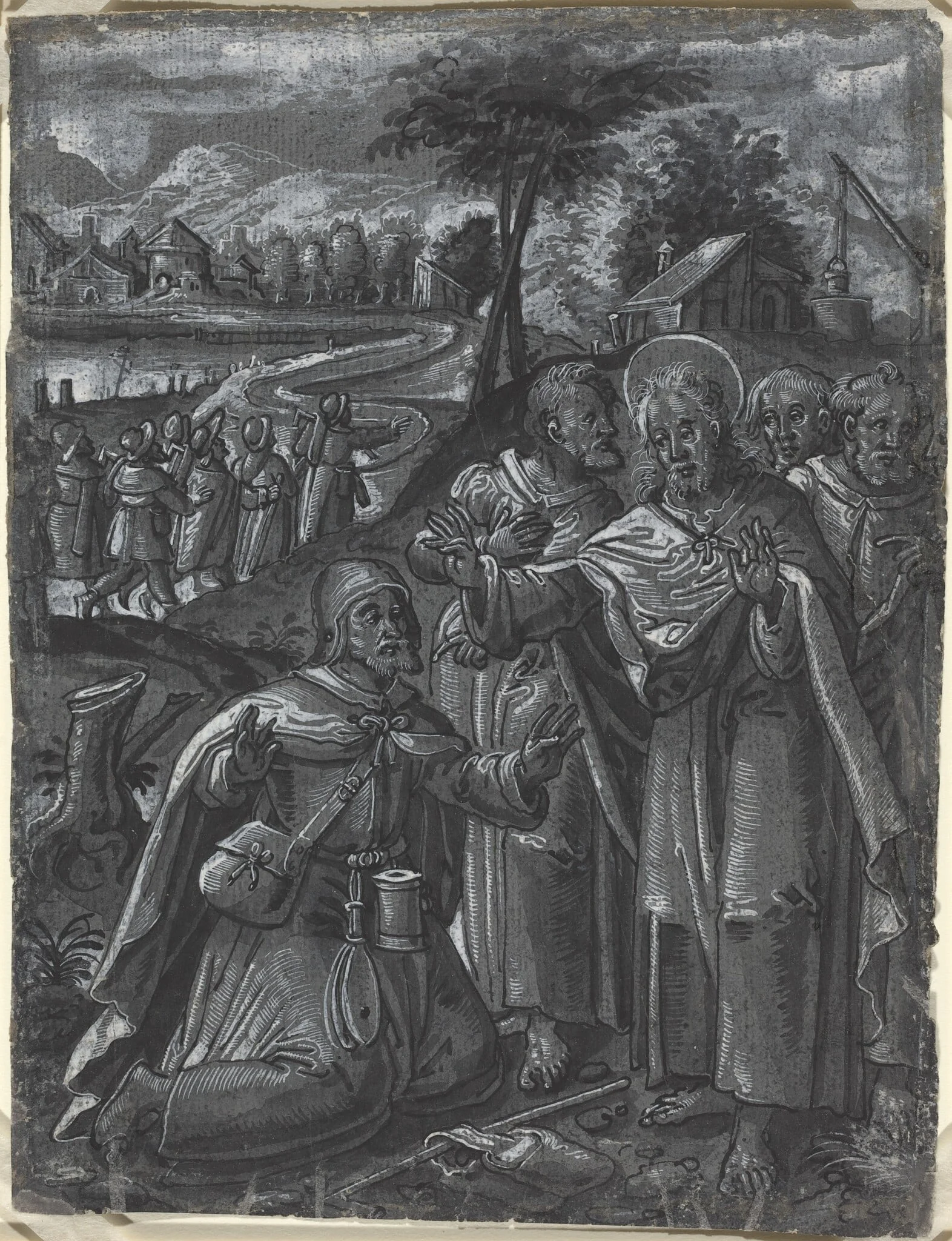 Christ Disputing with the Doctors [recto], by German 16th Century, ink, 1600