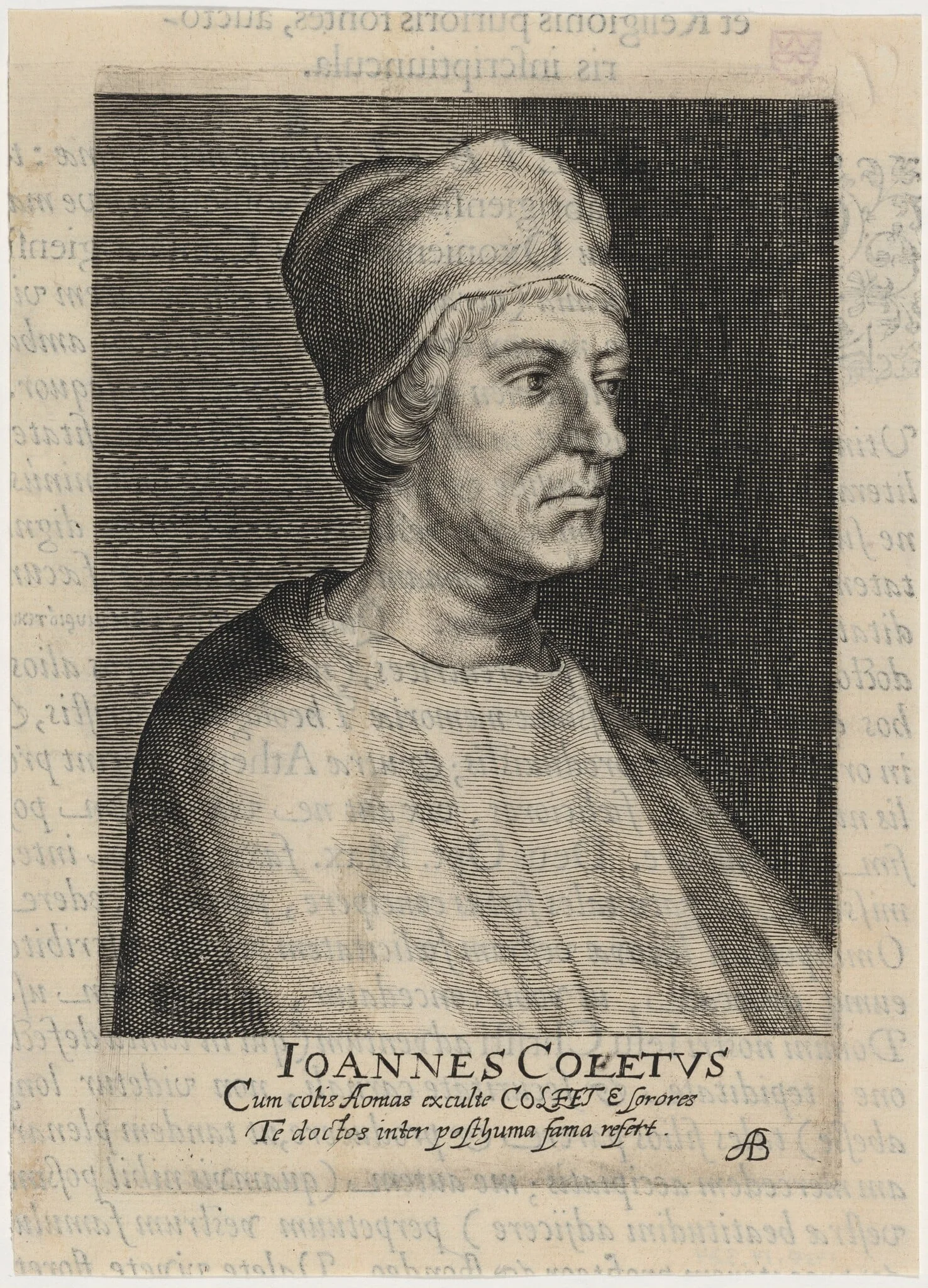 John Colet, Dean of Saint Paul's, by Magdalena van de Passe, ink, 1620