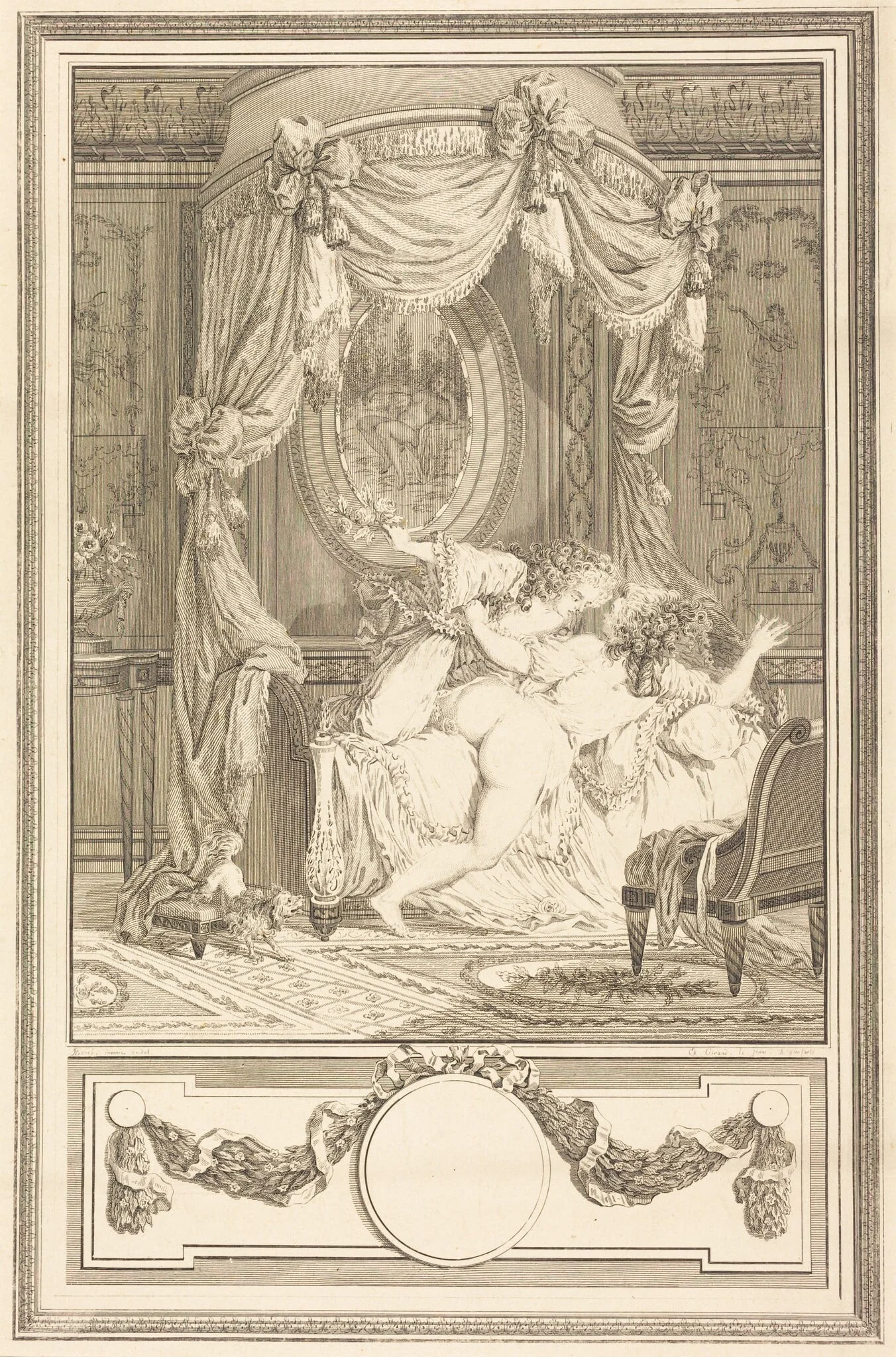 La raclee avec des roses (The Thrashing with Roses), by Antoine Cosme Giraud, ink, 1810