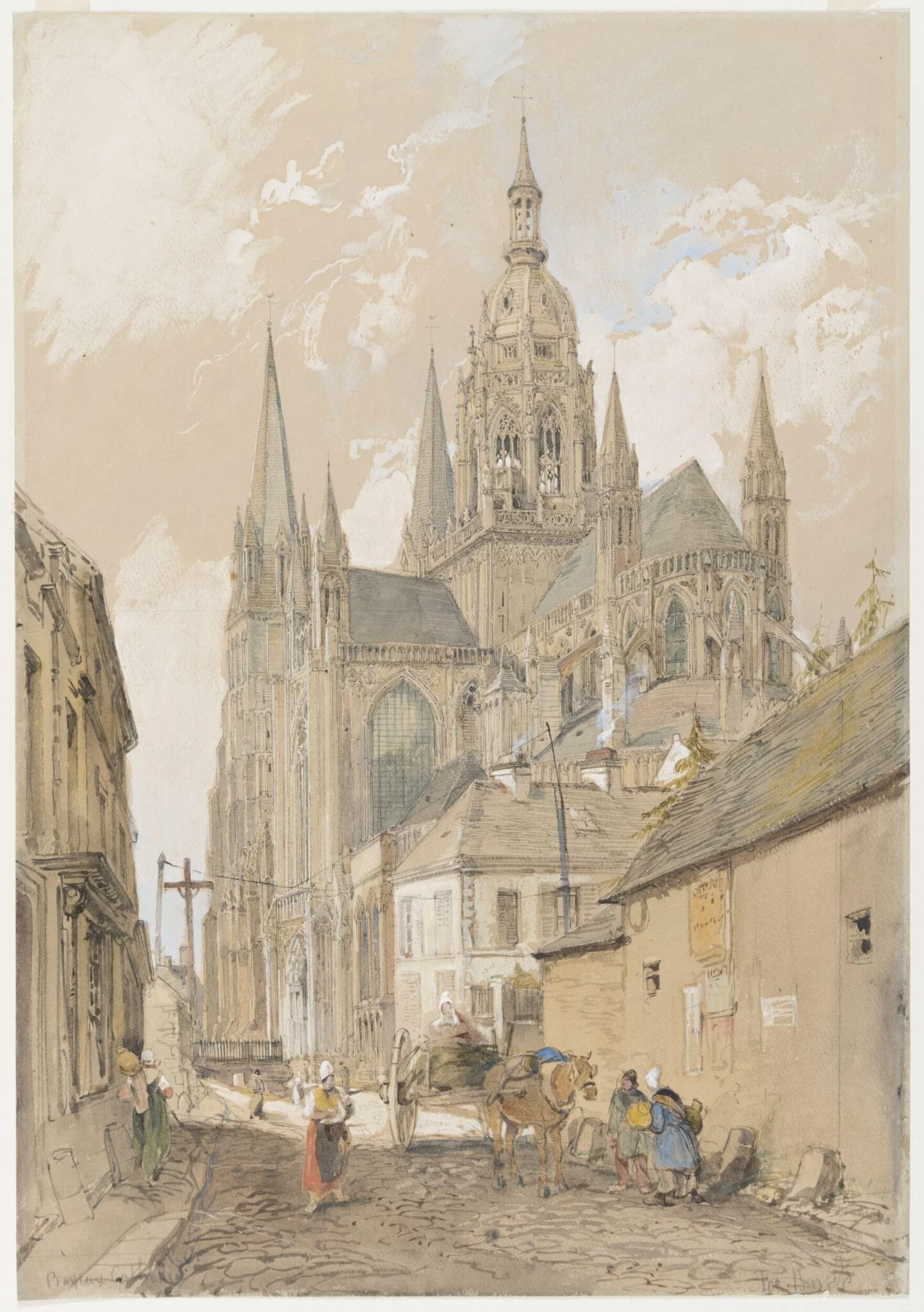Bayeux Cathedral: View from the South-East, by John Burgess, watercolor, 1830