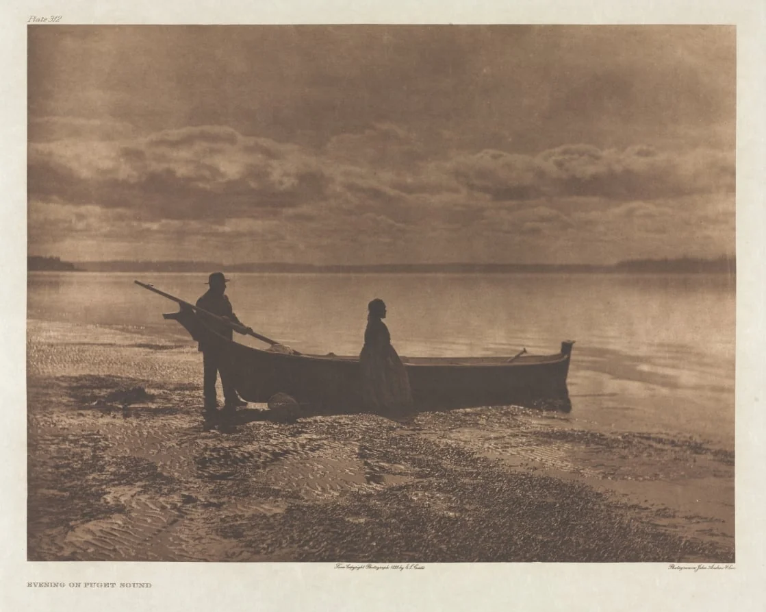 Portfolio IX, Plate 312: Evening on Puget Sound, by Edward S. Curtis, 1899