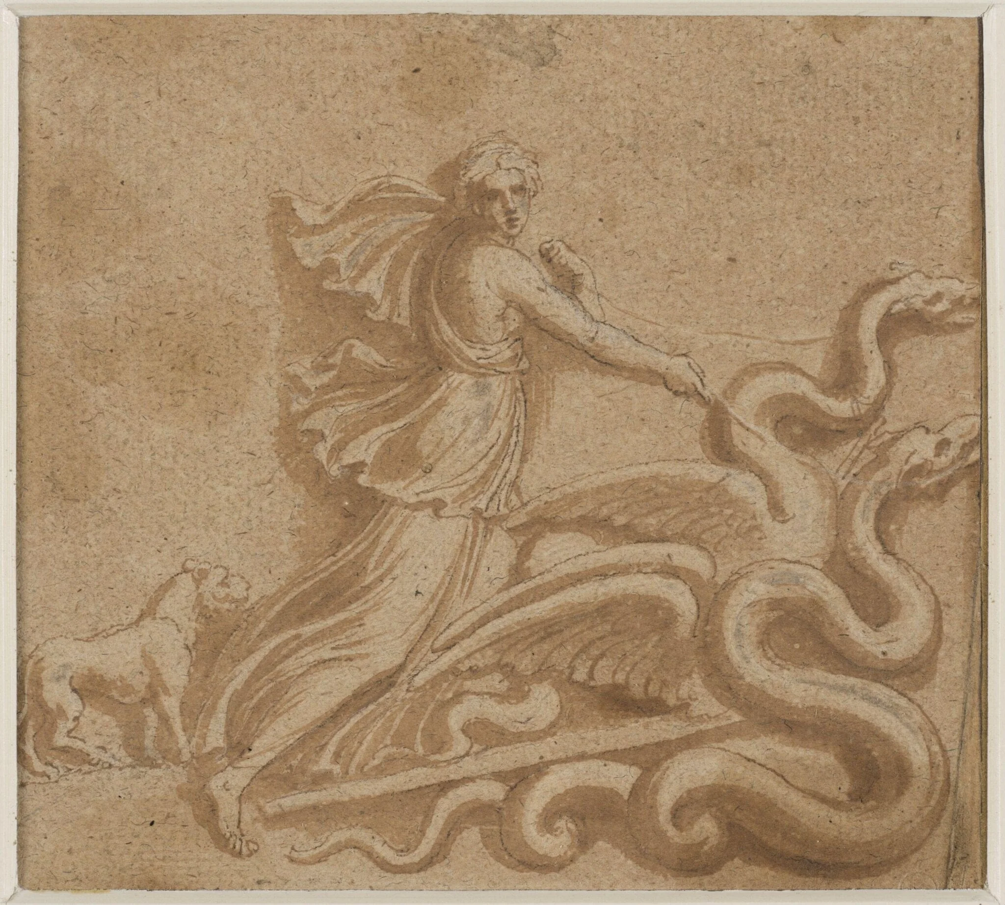 An allegorical figure on a char