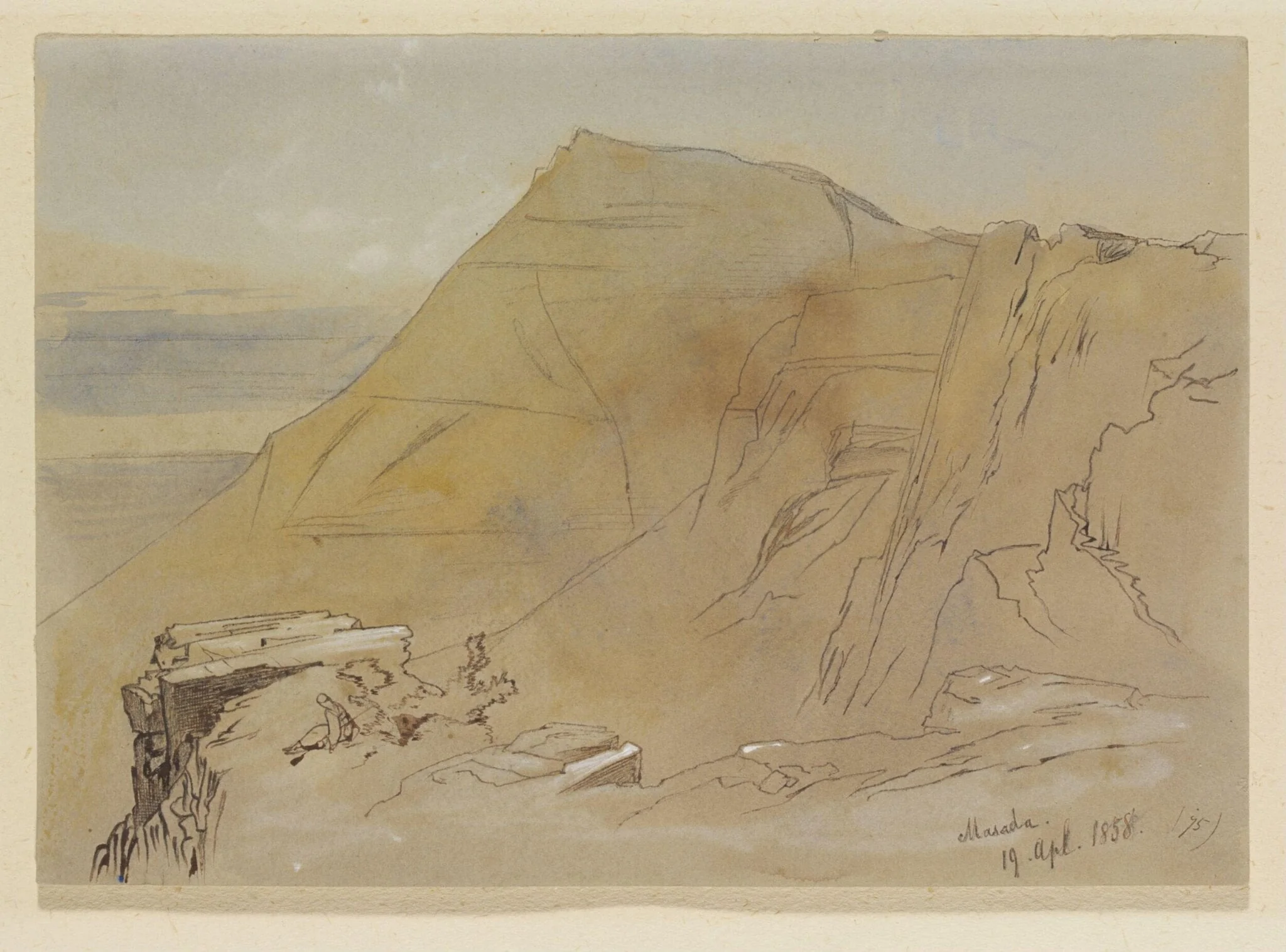 Masada, by Edward Lear, watercolor, 1858