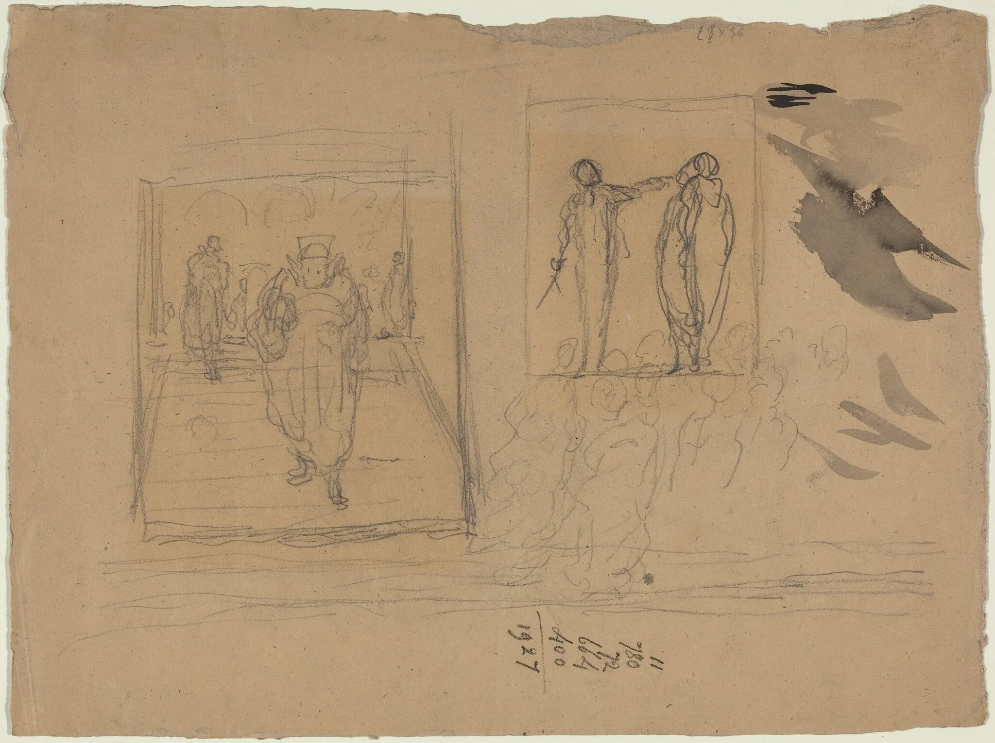 Scene in a Palace of Justice, by Honoré Daumier, chalk, 1844
