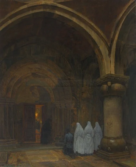 Sanahin monastery courtyard, by Panos Terlemezyan, oil, 1904