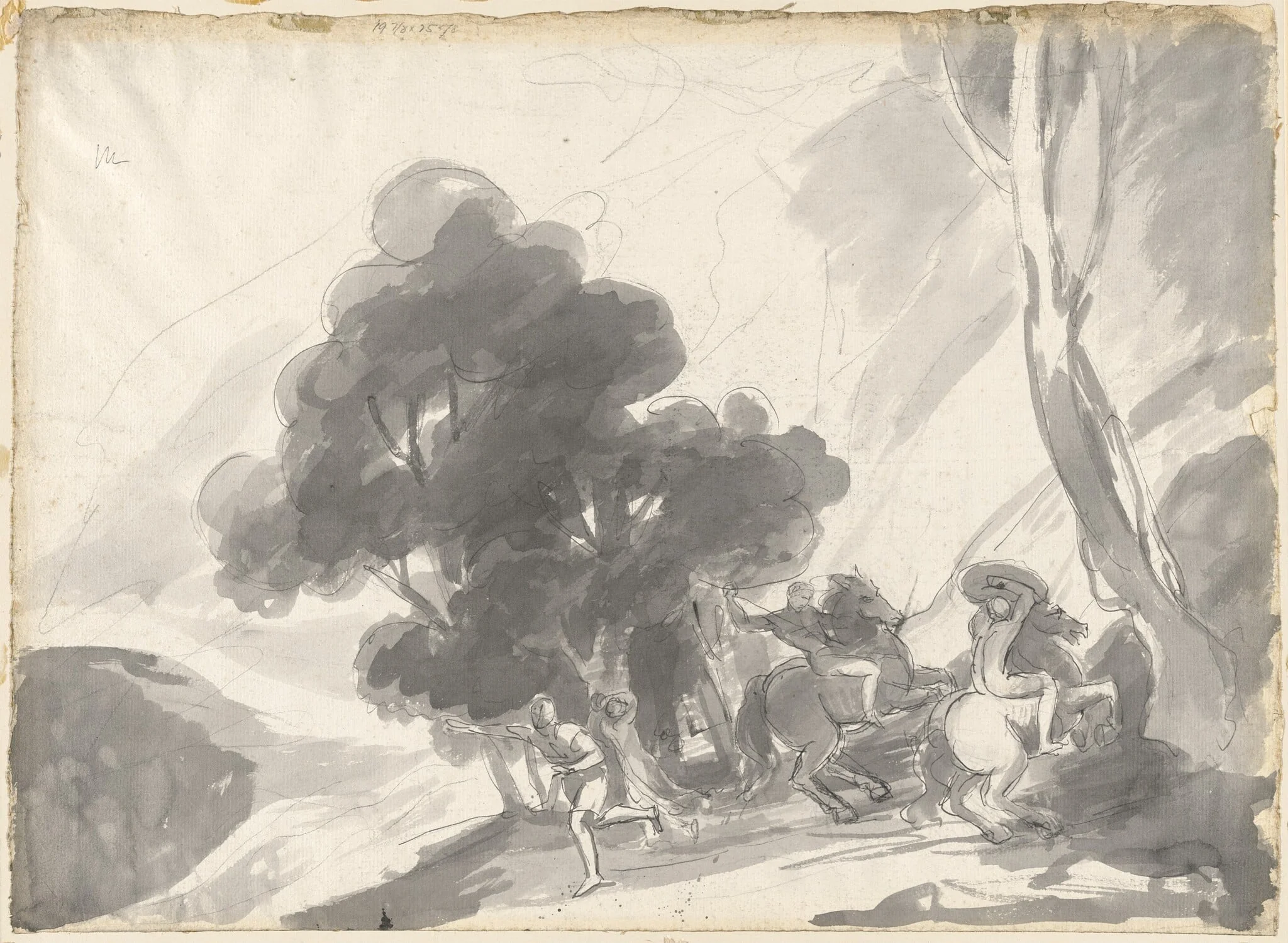 Troilus and Cressida, Act IV, Scene V: The Fight Between Hector and Ajax II, by George Romney, graphite, 1790