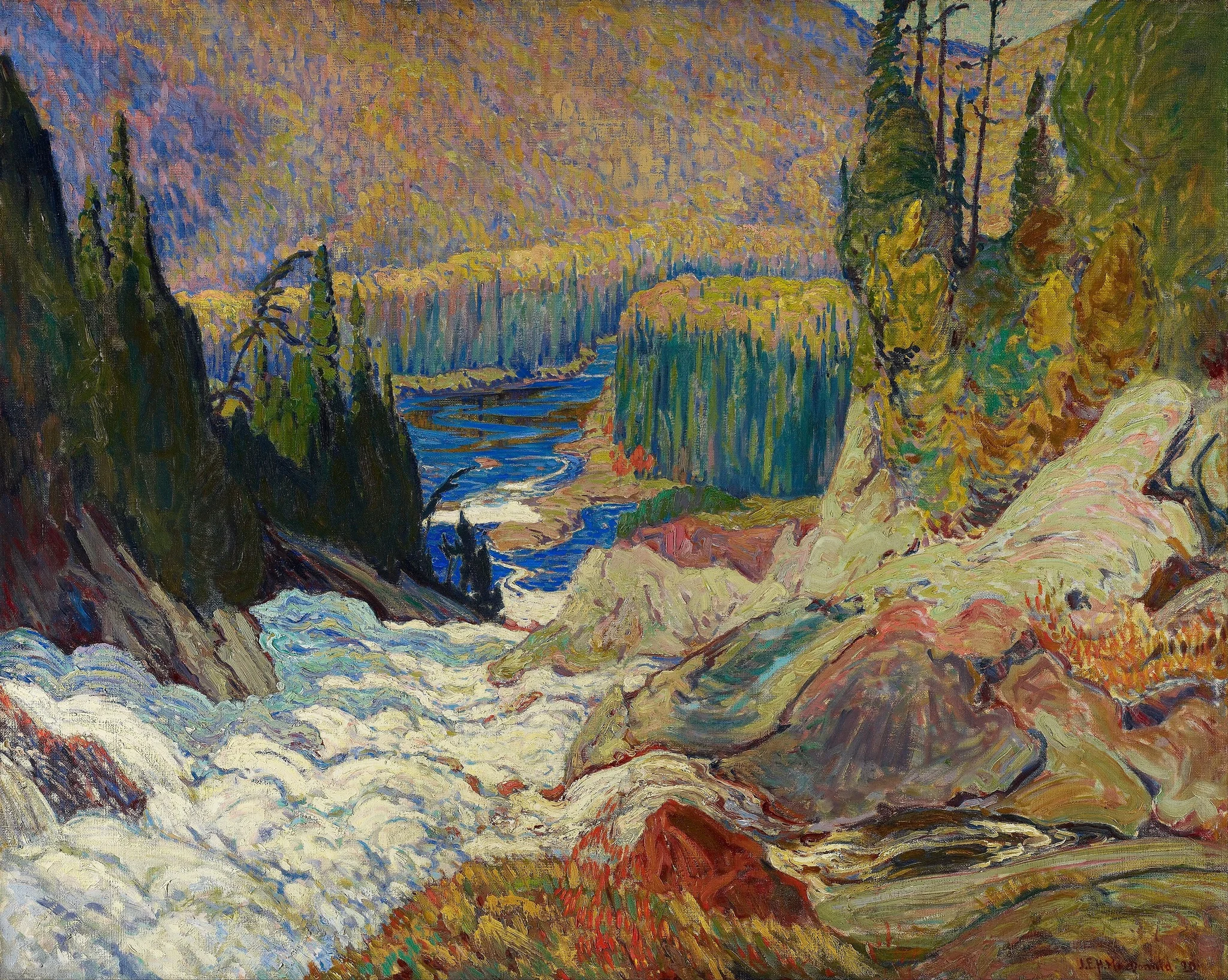 Falls, Montreal River, by J. E. H. MacDonald, oil, 1920