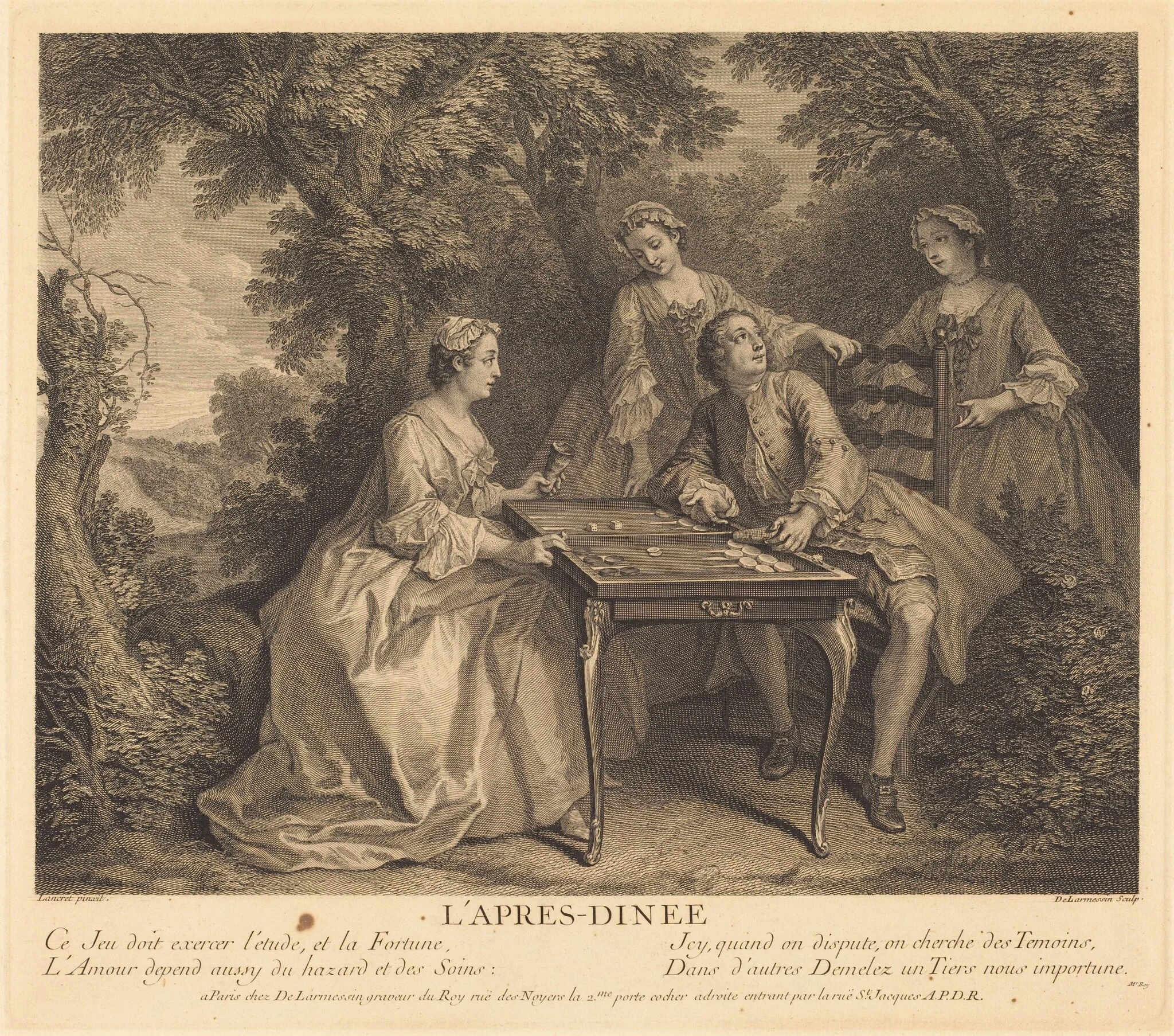 L'apres-diner, by Nicolas de Larmessin IV, ink, 1741